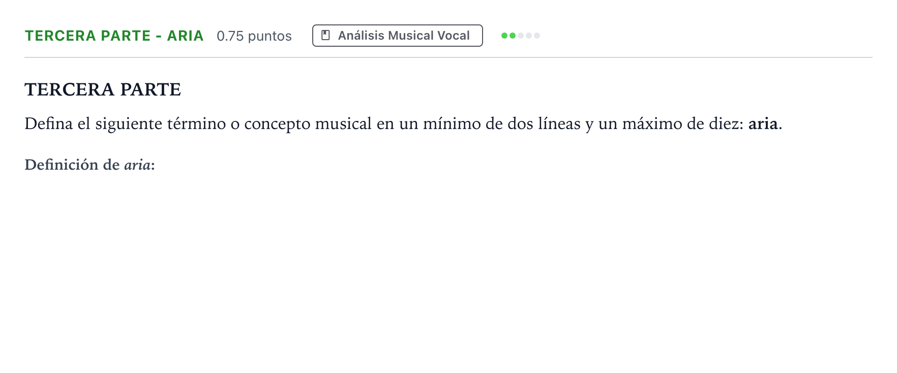 Enunciado: Ejercicio Tercera Parte - Aria · Coro y Técnica Vocal II PAU Madrid Ordinaria 2025