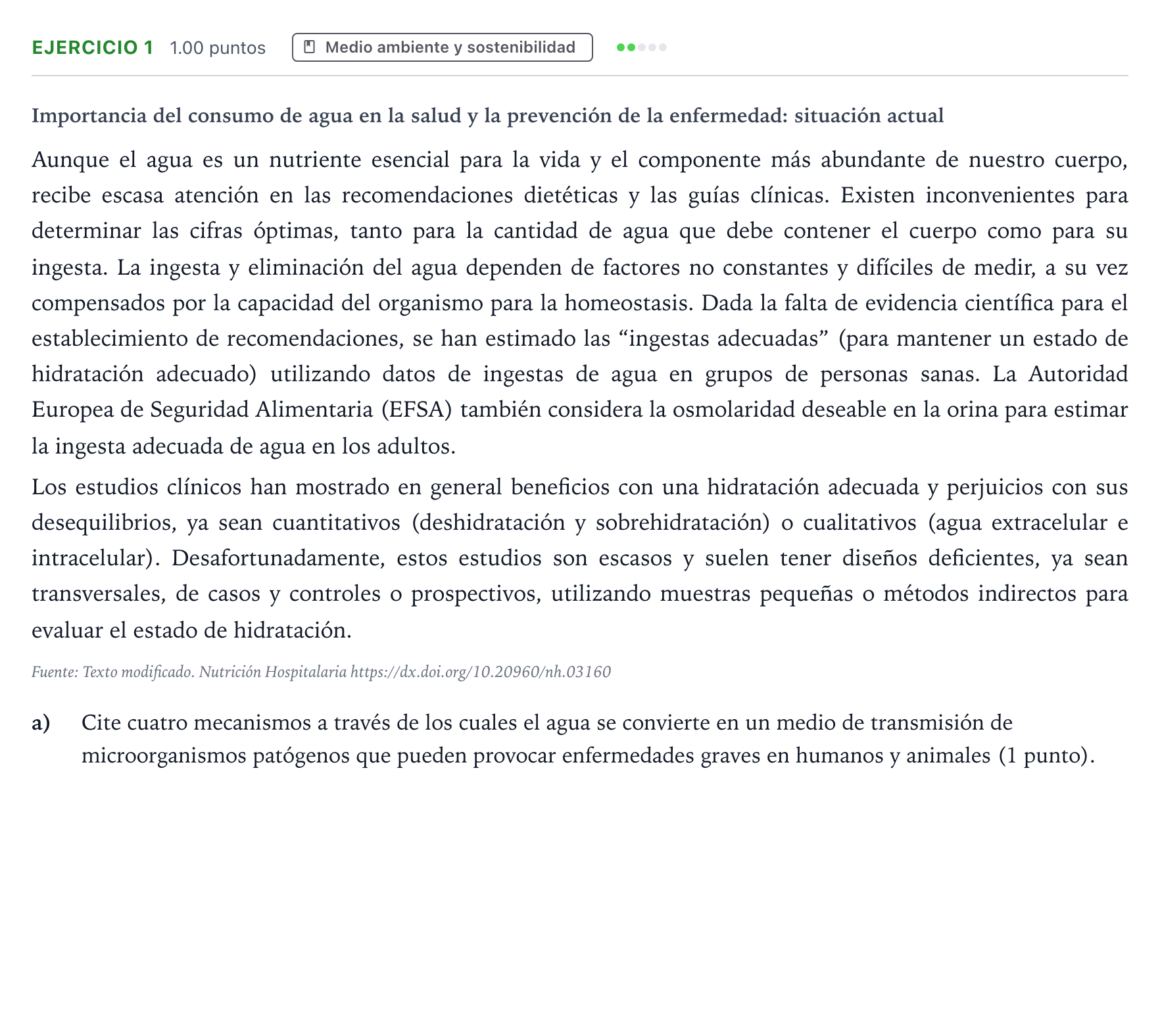 Enunciado: Ejercicio 1 - Medio ambiente y sostenibilidad · Ciencias Generales PAU Madrid Ordinaria Coincidencias 2025