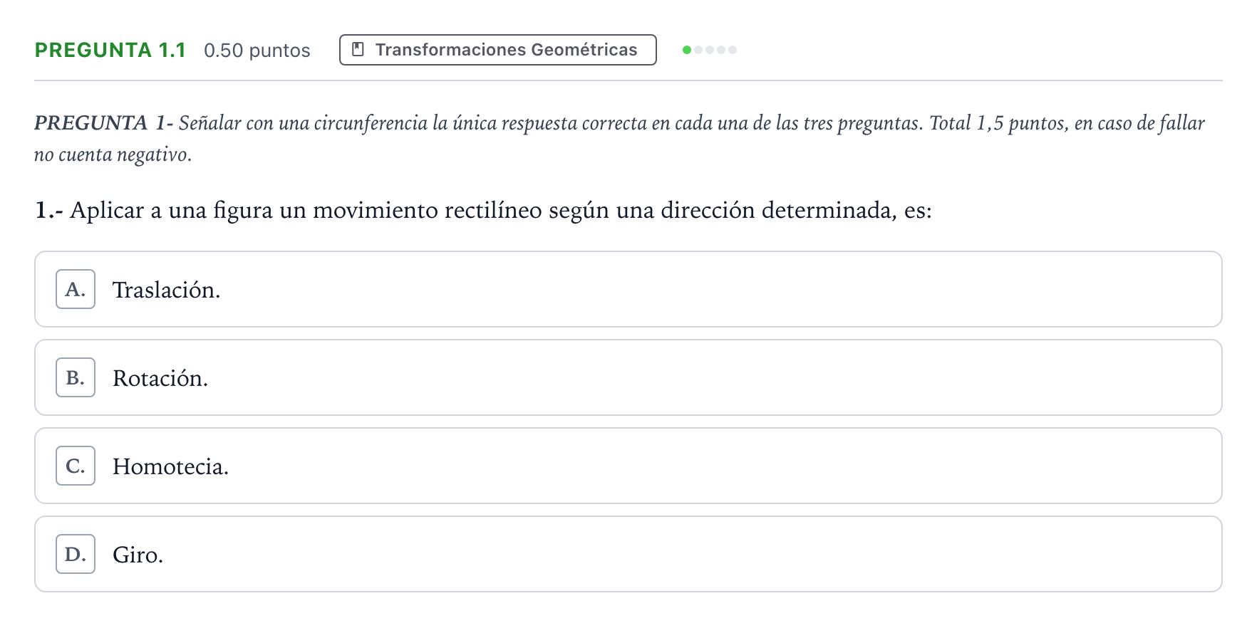 Enunciado: Pregunta 1.1 · Dibujo Técnico Aplicado a las Artes Plásticas y al Diseño II PAU Madrid Modelo 2025