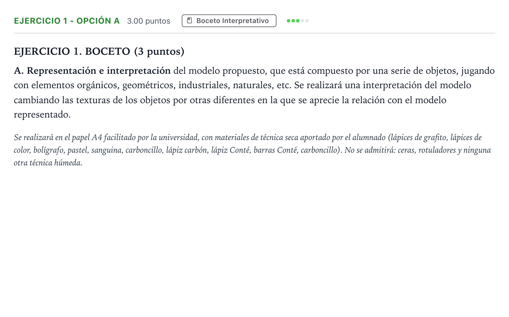 Enunciado: Ejercicio 1 - Opción A · Dibujo Artístico II PAU Madrid Ordinaria 2025