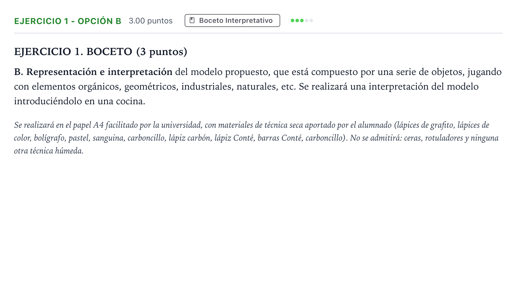 Enunciado: Ejercicio 1 - Opción B · Dibujo Artístico II PAU Madrid Ordinaria 2025