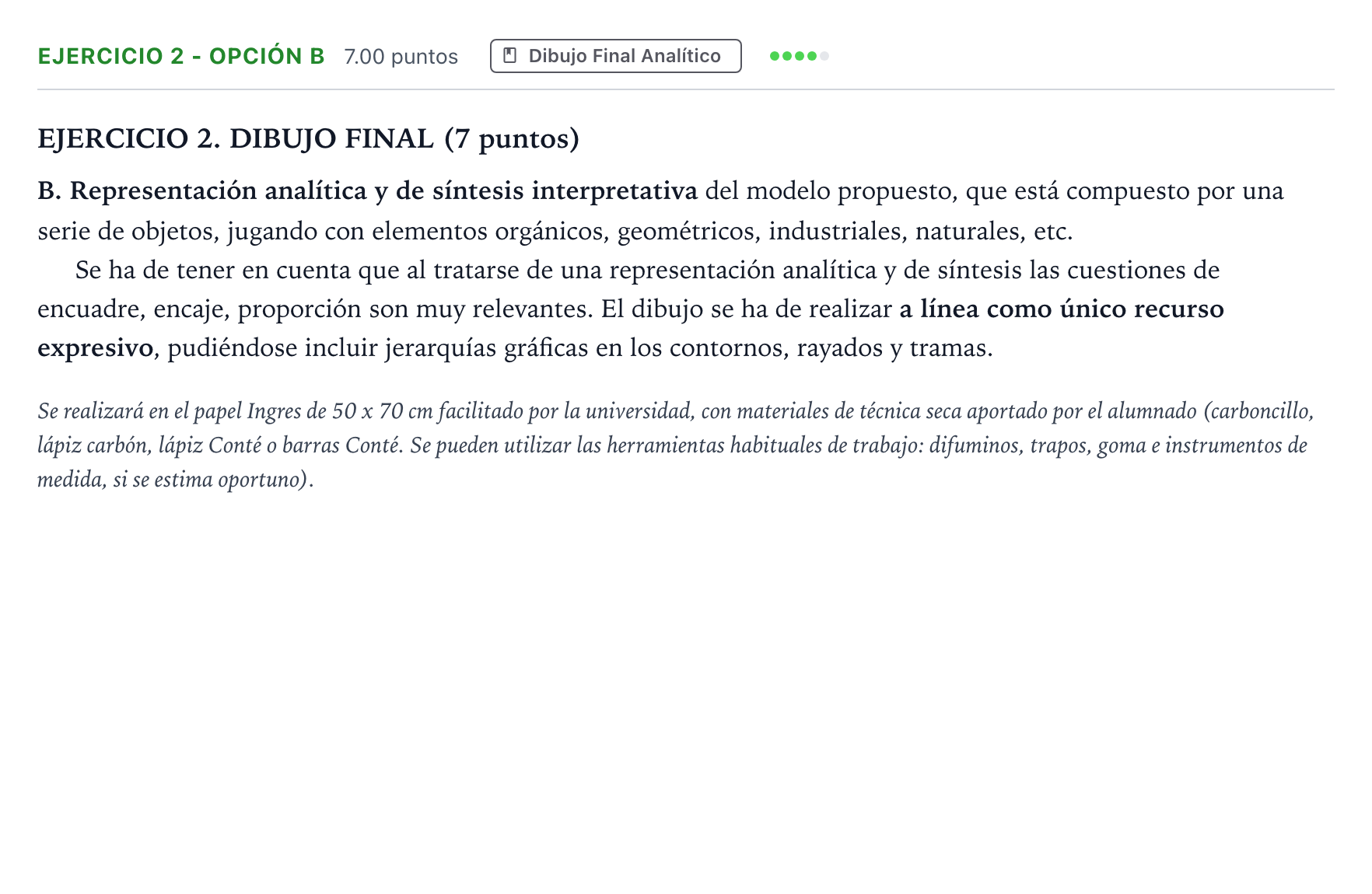 Enunciado: Ejercicio 2 - Opción B · Dibujo Artístico II PAU Madrid Ordinaria 2025