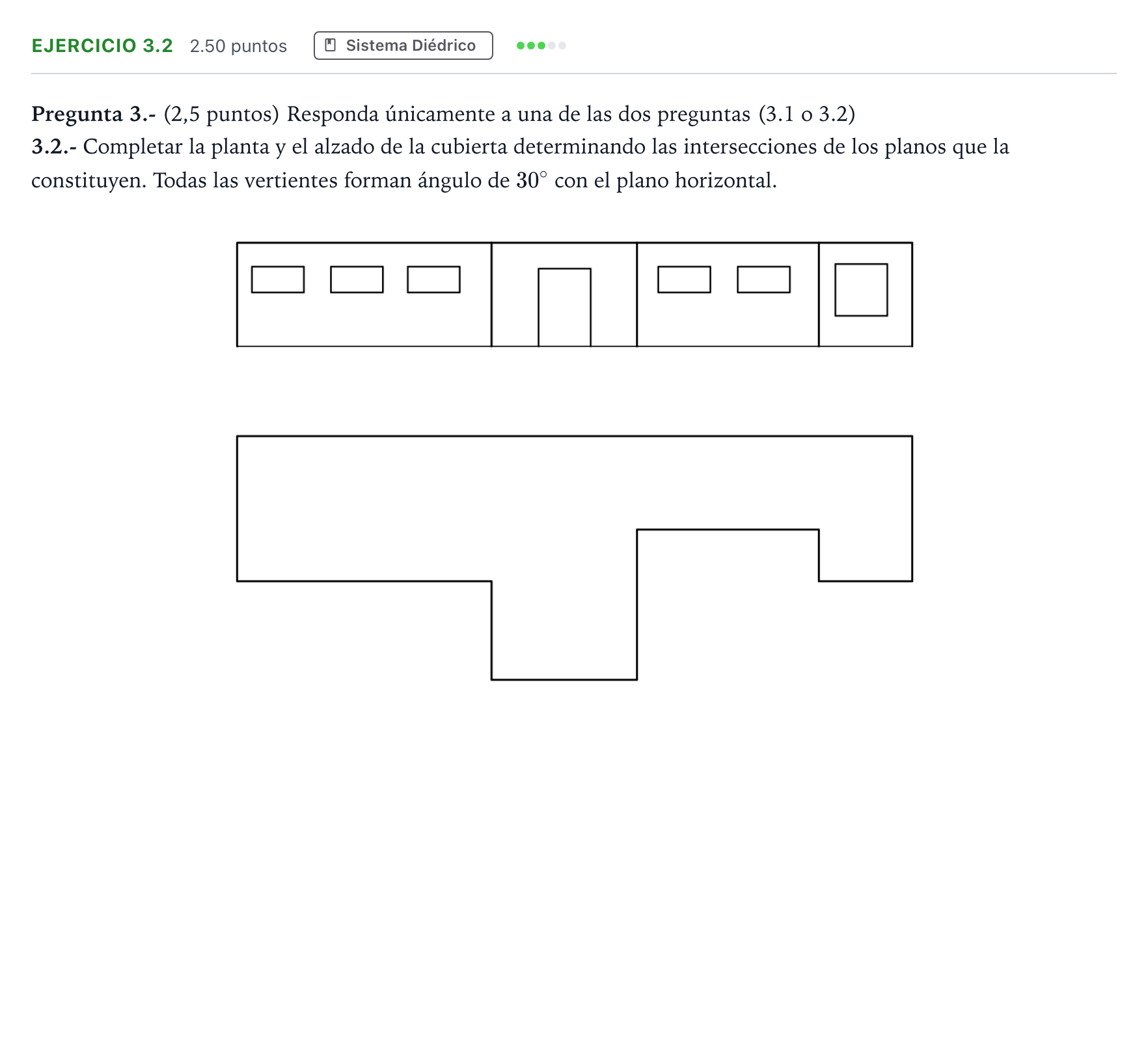 Enunciado: Ejercicio 3.2 · Dibujo técnico II PAU Madrid Extraordinaria 2025