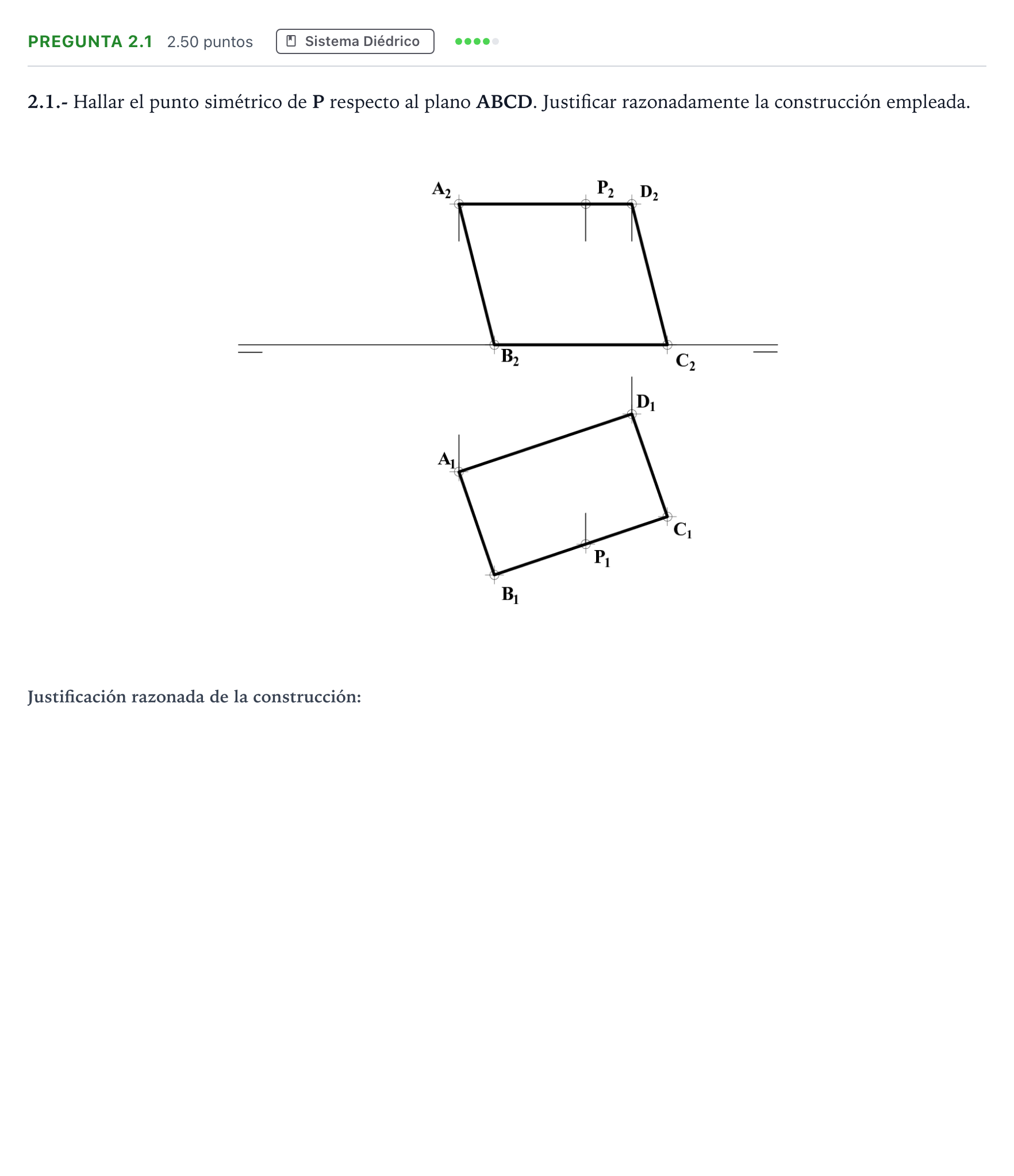 Enunciado: Pregunta 2.1 · Dibujo técnico II PAU Madrid Extraordinaria Coincidencias 2025
