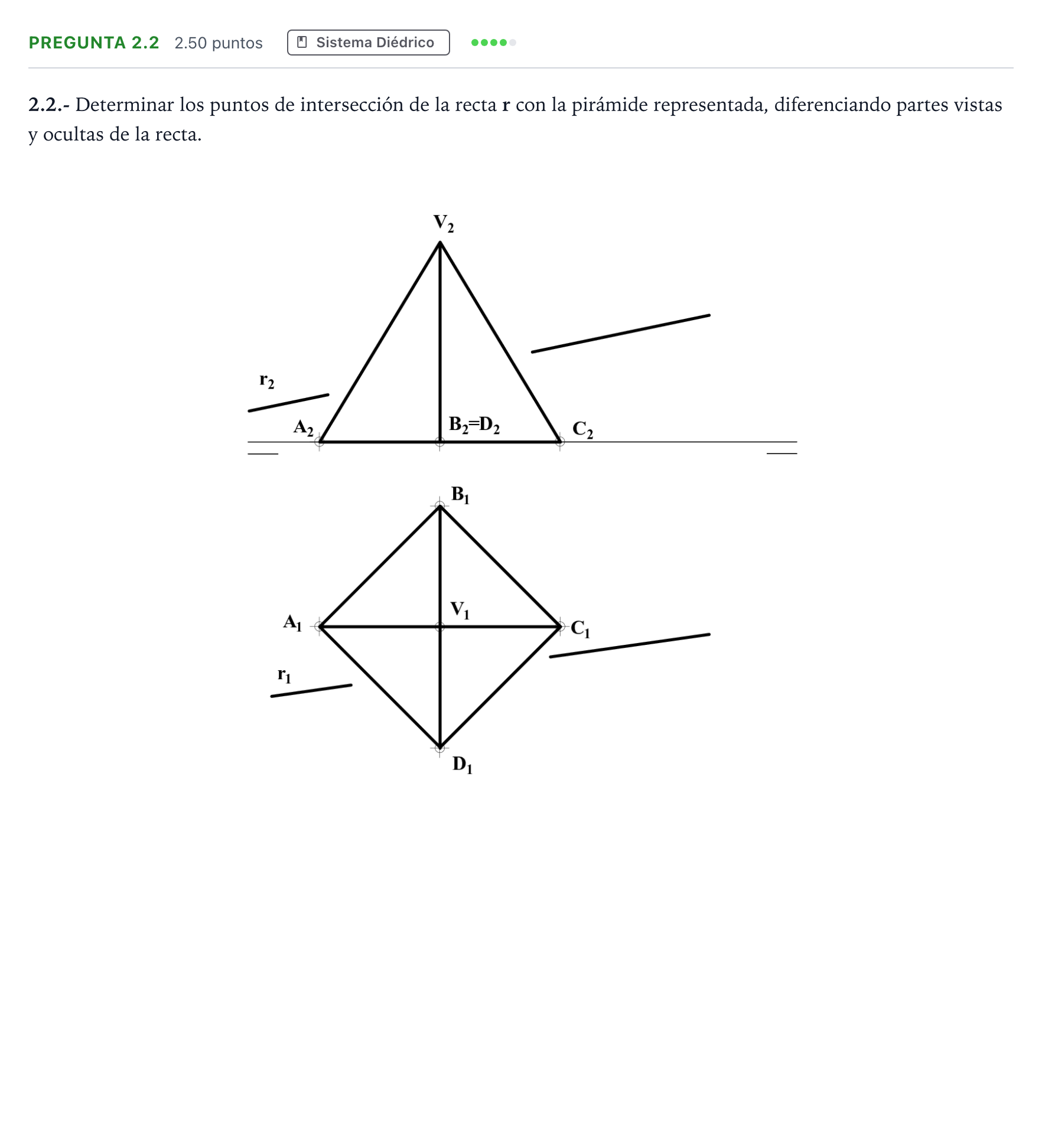Enunciado: Pregunta 2.2 · Dibujo técnico II PAU Madrid Extraordinaria Coincidencias 2025