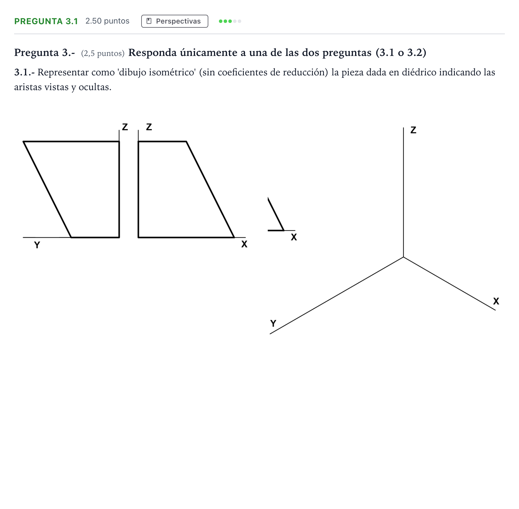 Enunciado: Pregunta 3.1 · Dibujo técnico II PAU Madrid Extraordinaria Coincidencias 2025