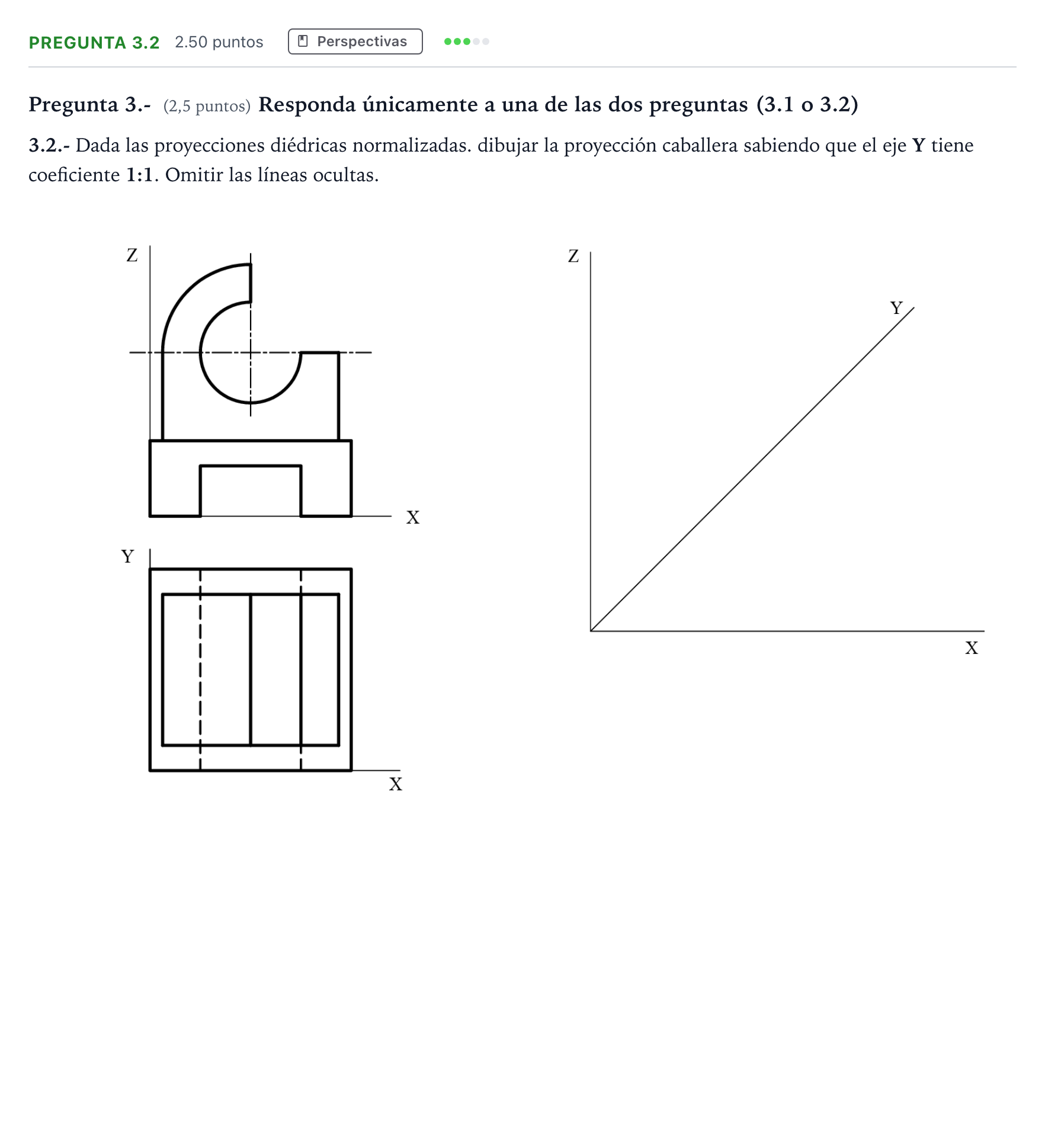 Enunciado: Pregunta 3.2 · Dibujo técnico II PAU Madrid Extraordinaria Coincidencias 2025