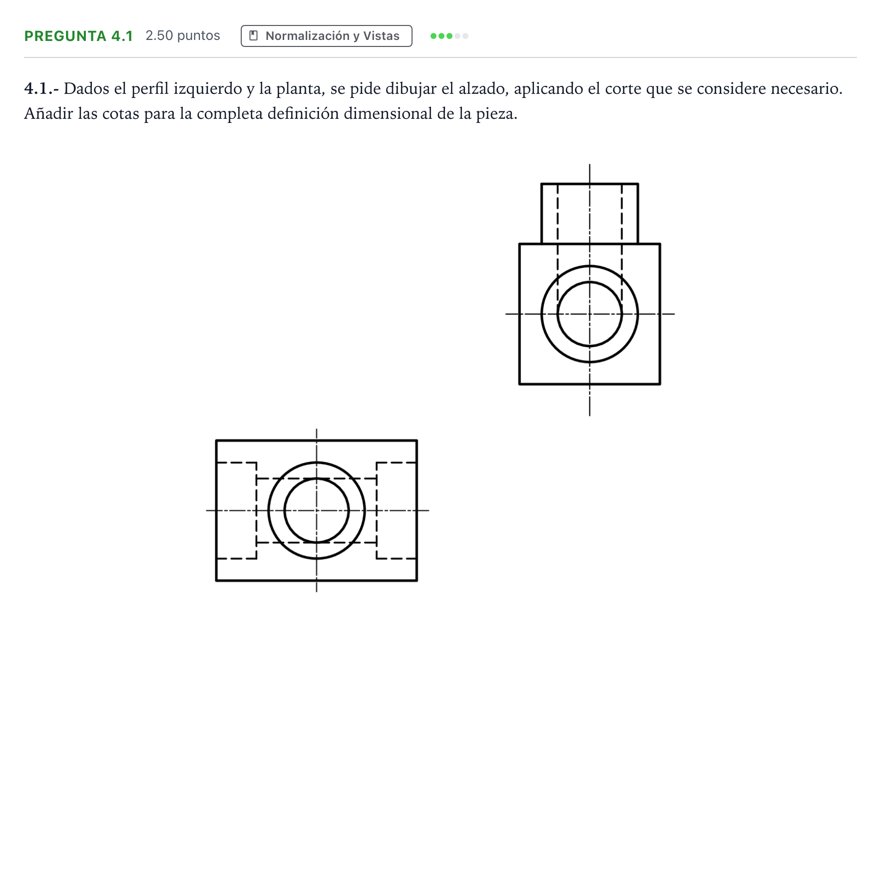 Enunciado: Pregunta 4.1 · Dibujo técnico II PAU Madrid Extraordinaria Coincidencias 2025