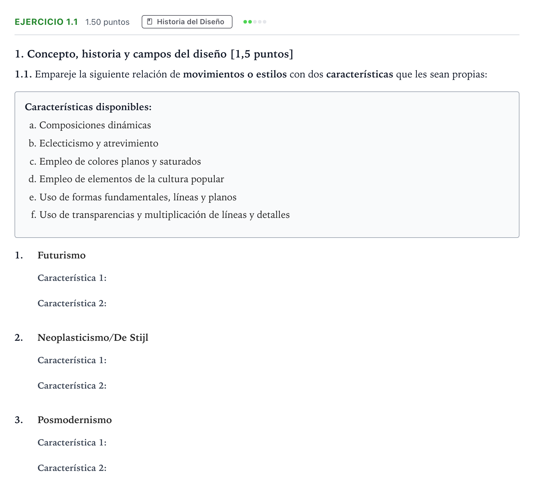Enunciado: Ejercicio 1.1 · Diseño PAU Madrid Modelo 2025