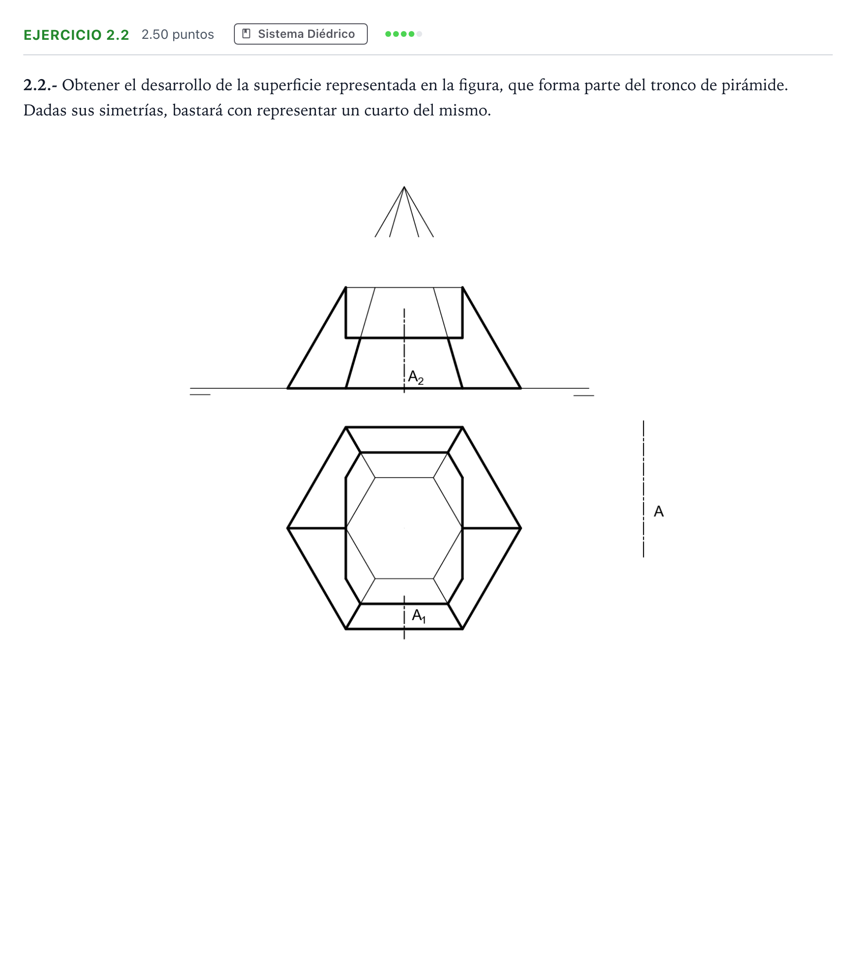 Enunciado: Ejercicio 2.2 · Dibujo técnico II PAU Madrid Modelo 2025