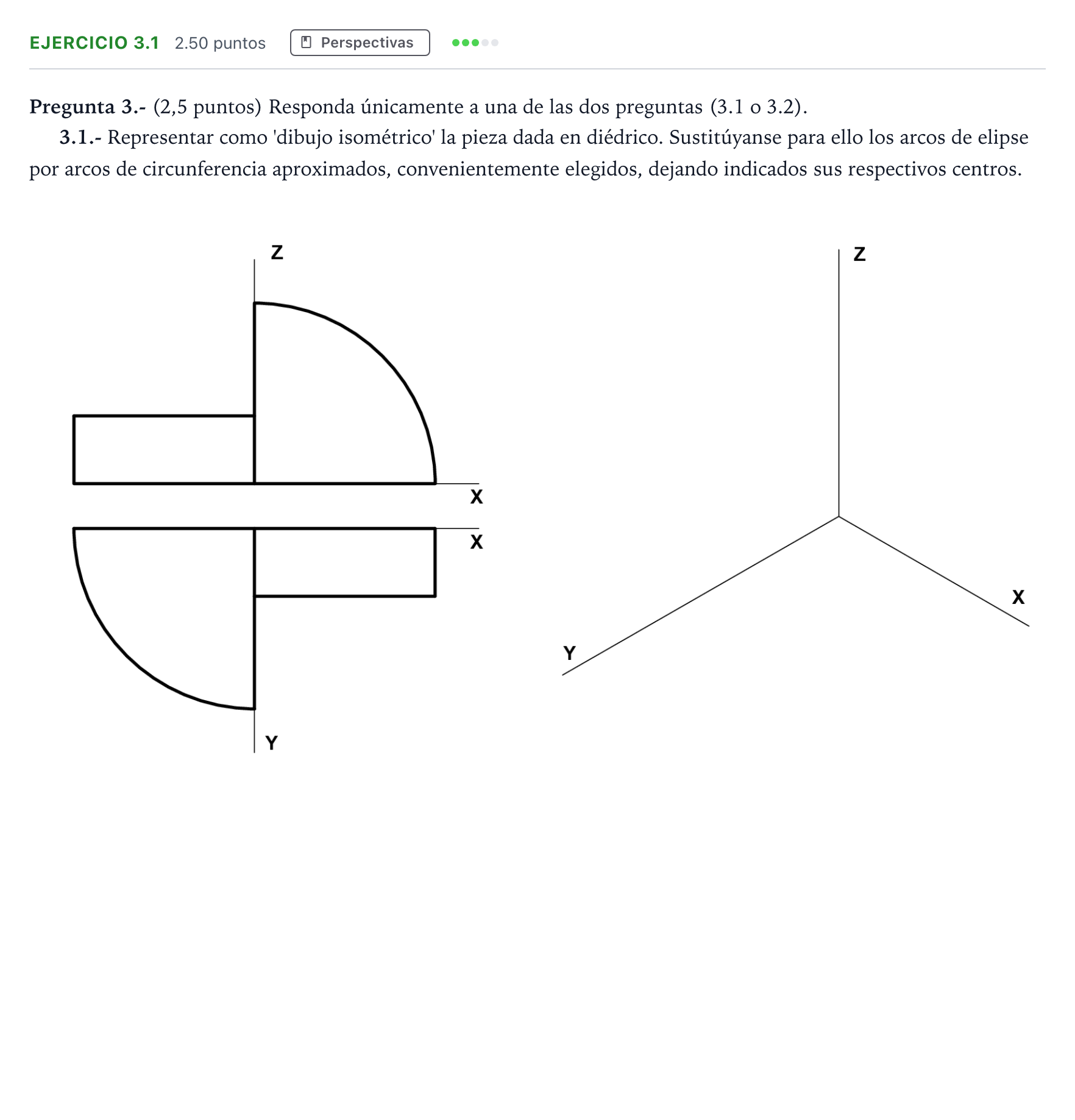 Enunciado: Ejercicio 3.1 · Dibujo técnico II PAU Madrid Modelo 2025