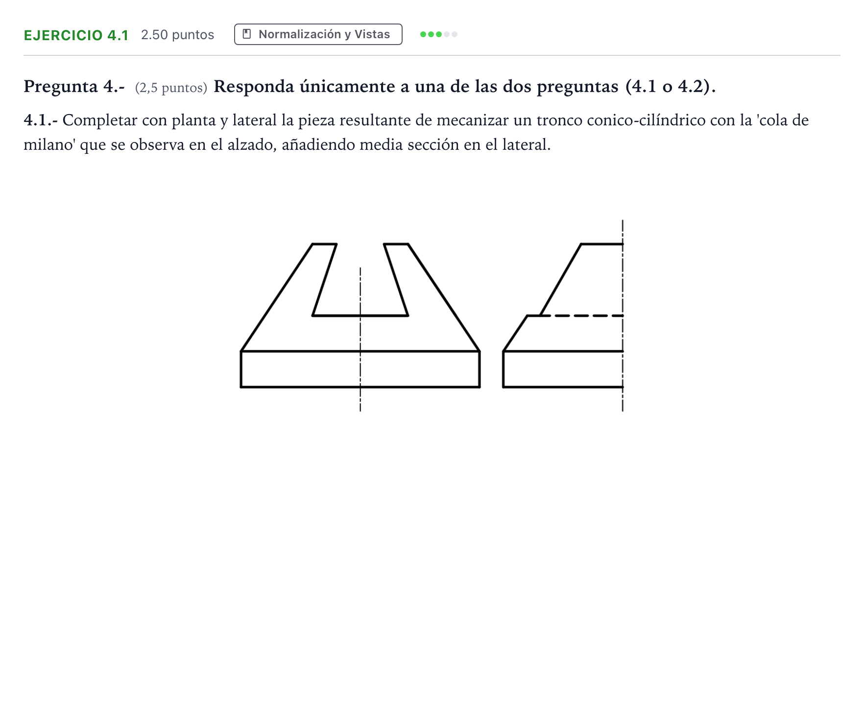 Enunciado: Ejercicio 4.1 · Dibujo técnico II PAU Madrid Modelo 2025
