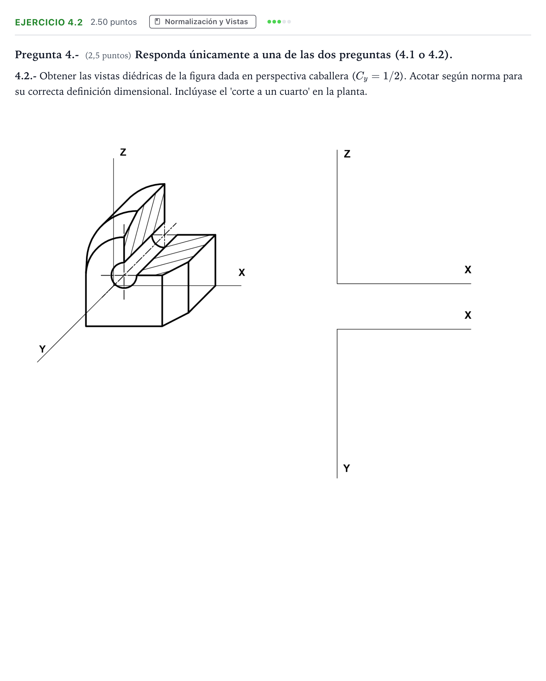 Enunciado: Ejercicio 4.2 · Dibujo técnico II PAU Madrid Modelo 2025