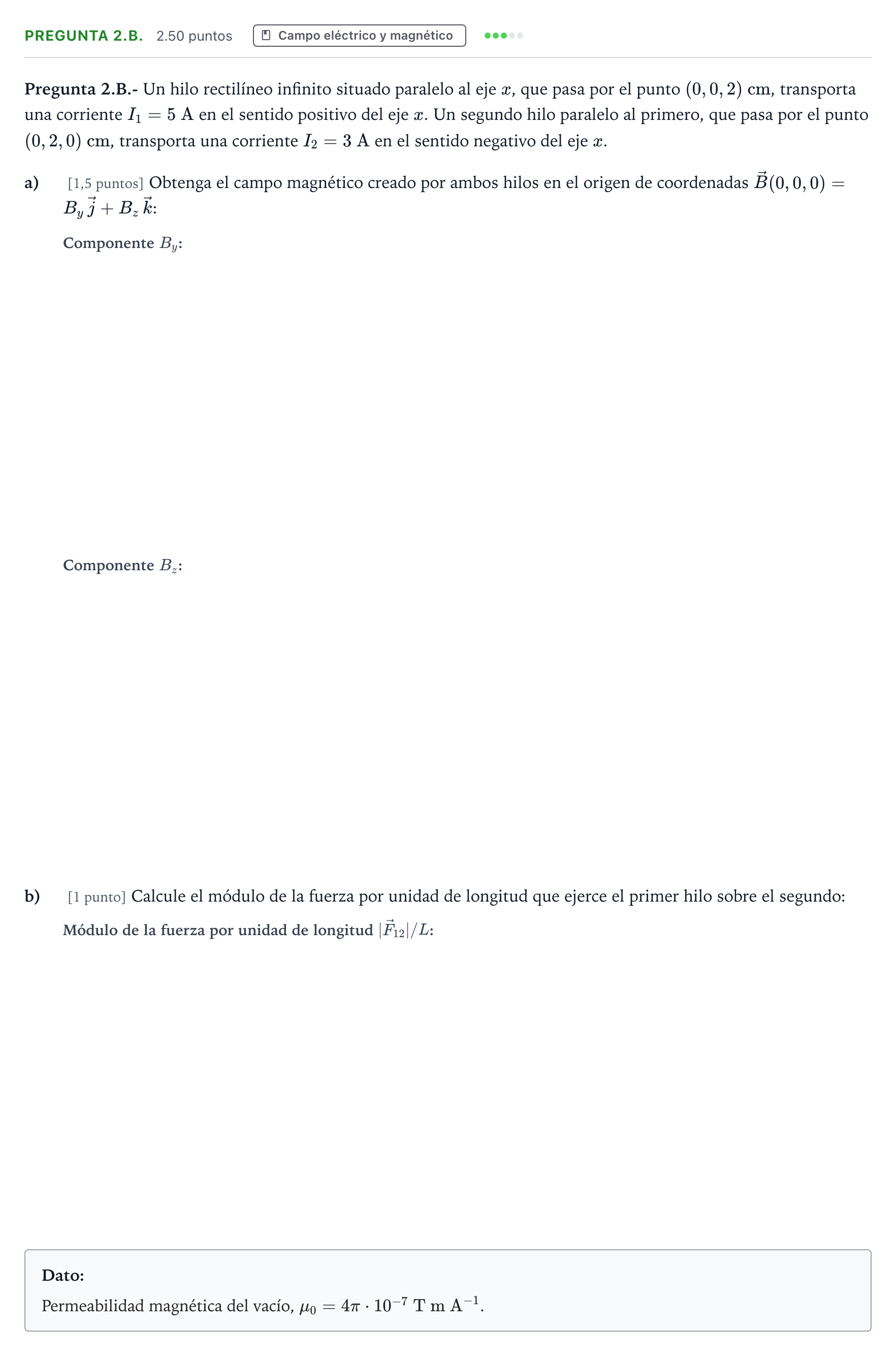 Enunciado: Pregunta 2.B. · Física PAU Madrid Modelo 2025
