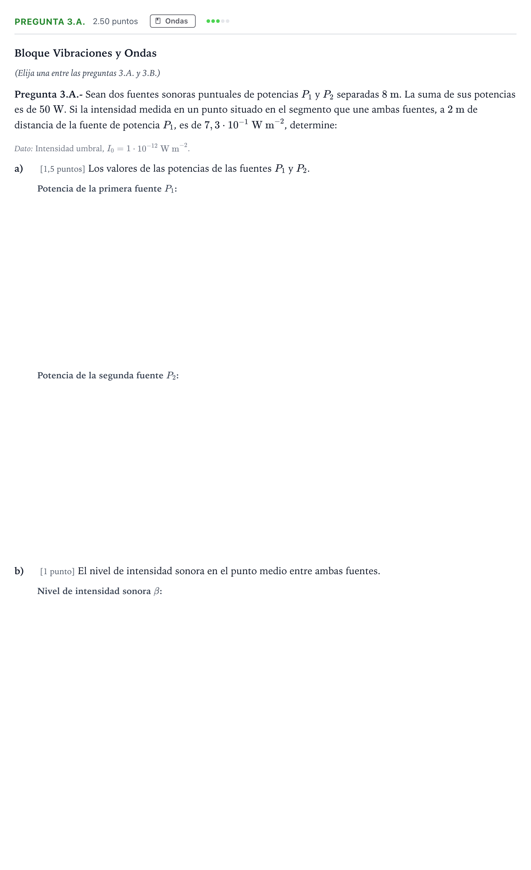 Enunciado: Pregunta 3.A. · Física PAU Madrid Modelo 2025
