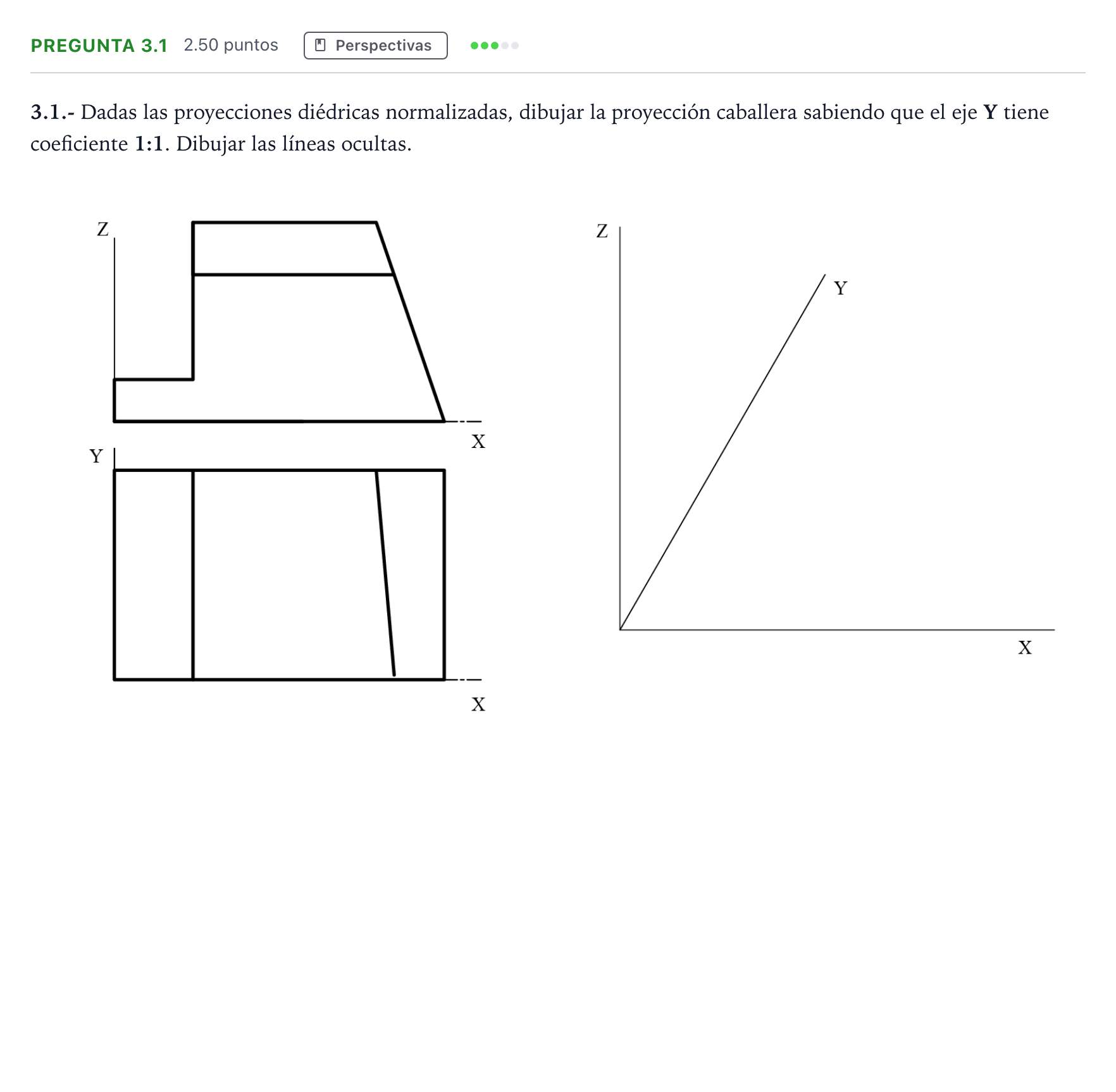 Enunciado: Pregunta 3.1 · Dibujo técnico II PAU Madrid Ordinaria 2025