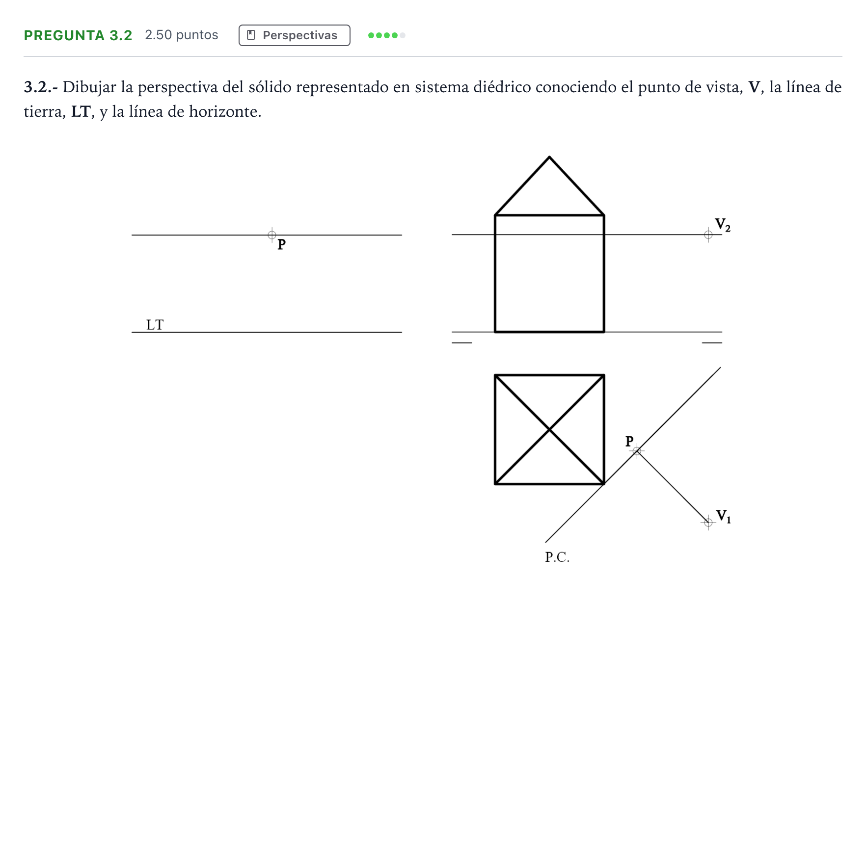 Enunciado: Pregunta 3.2 · Dibujo técnico II PAU Madrid Ordinaria 2025