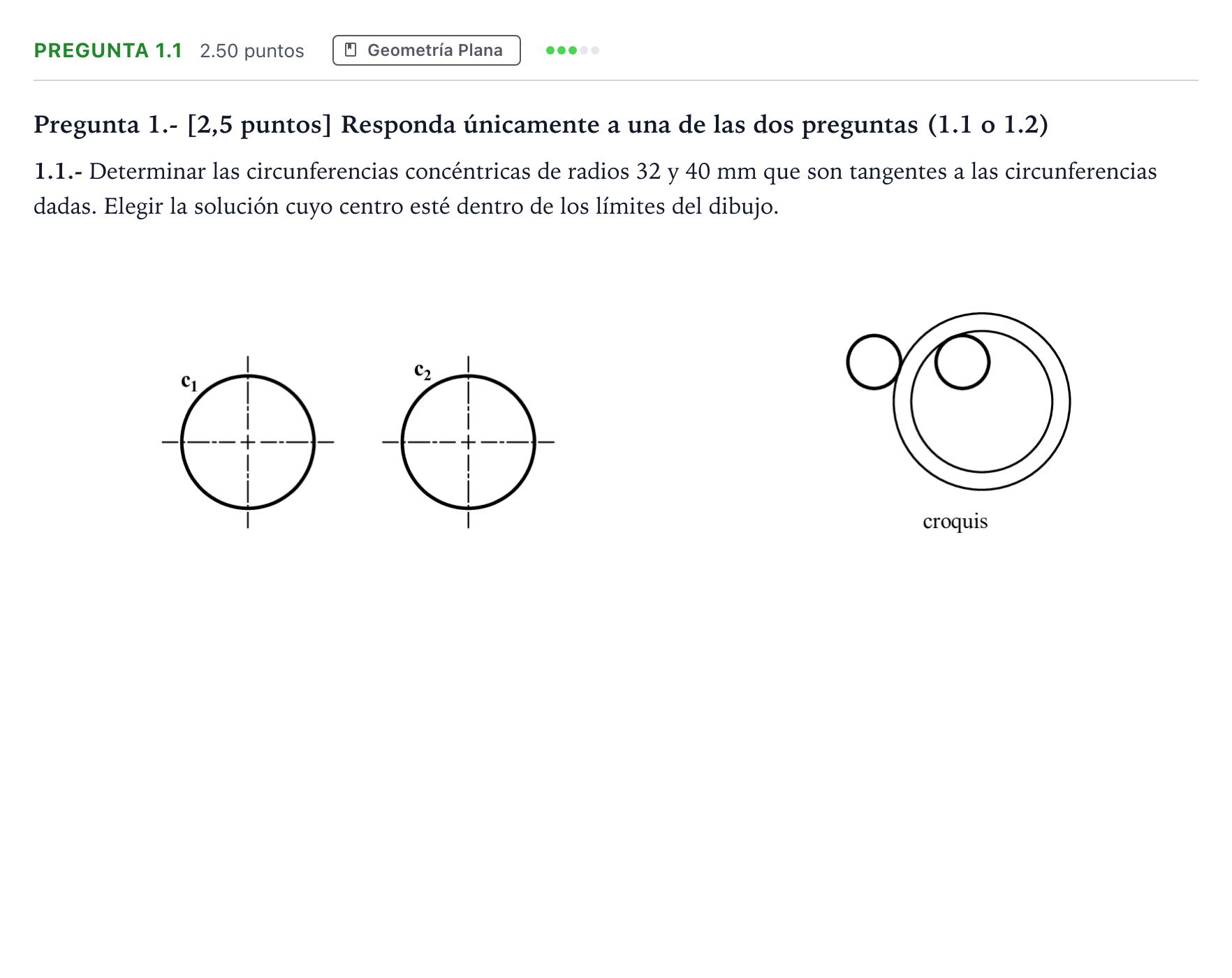 Enunciado: Pregunta 1.1 · Dibujo técnico II PAU Madrid Ordinaria Coincidencias 2025