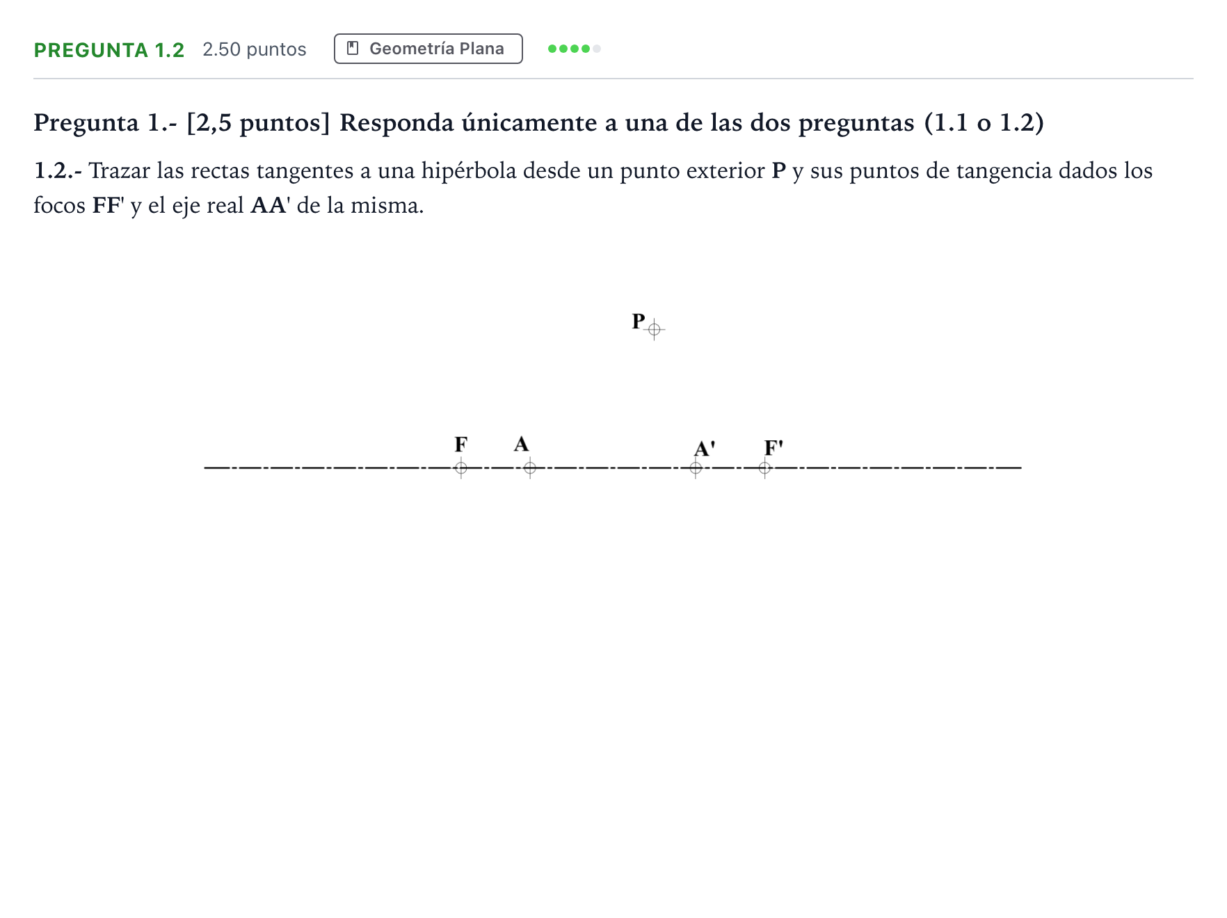 Enunciado: Pregunta 1.2 · Dibujo técnico II PAU Madrid Ordinaria Coincidencias 2025
