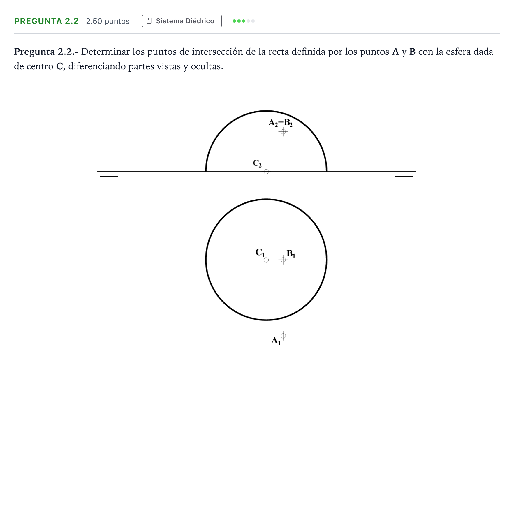 Enunciado: Pregunta 2.2 · Dibujo técnico II PAU Madrid Ordinaria Coincidencias 2025