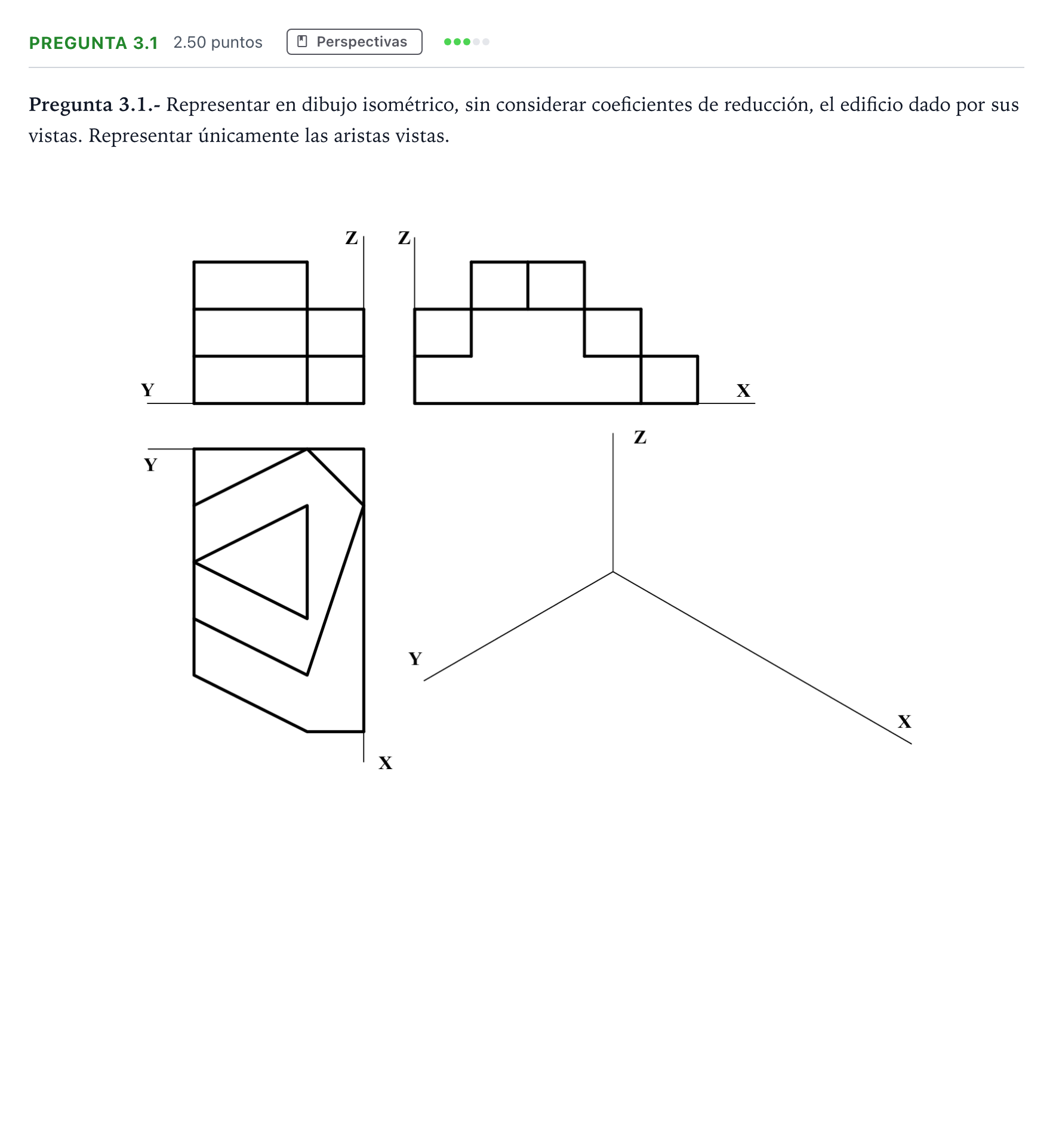 Enunciado: Pregunta 3.1 · Dibujo técnico II PAU Madrid Ordinaria Coincidencias 2025