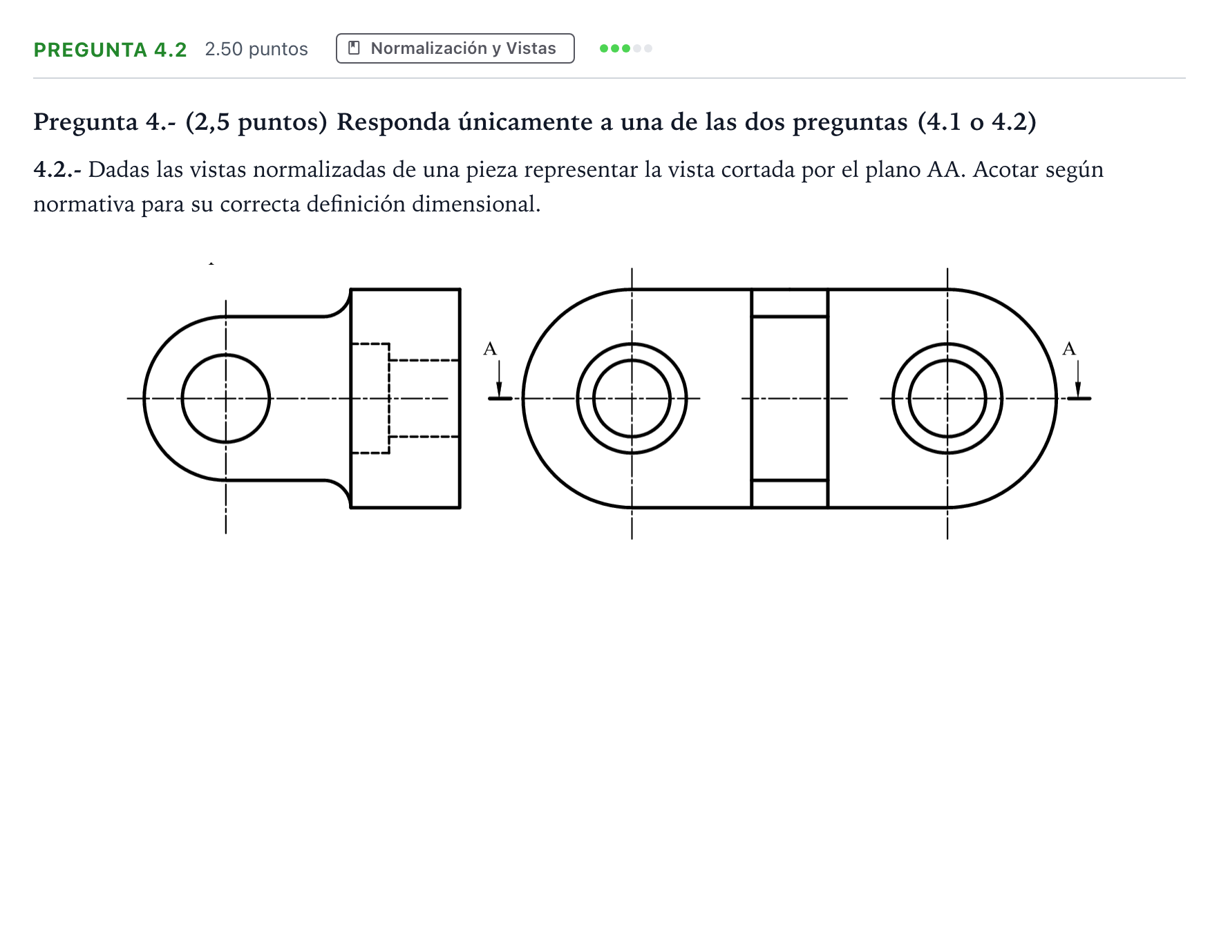 Enunciado: Pregunta 4.2 · Dibujo técnico II PAU Madrid Ordinaria Coincidencias 2025