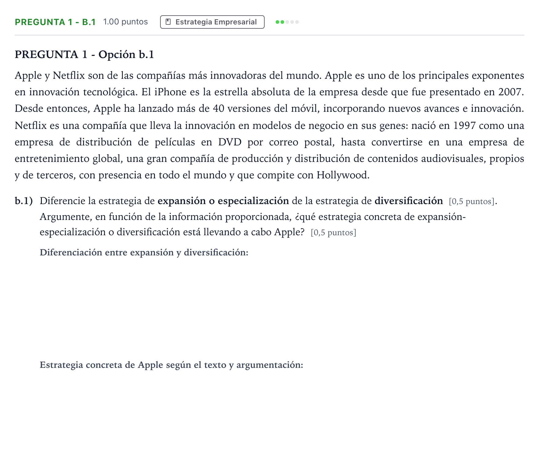 Enunciado: Pregunta 1 - b.1 · Empresa y Diseño de Modelos de Negocio PAU Madrid Extraordinaria 2025