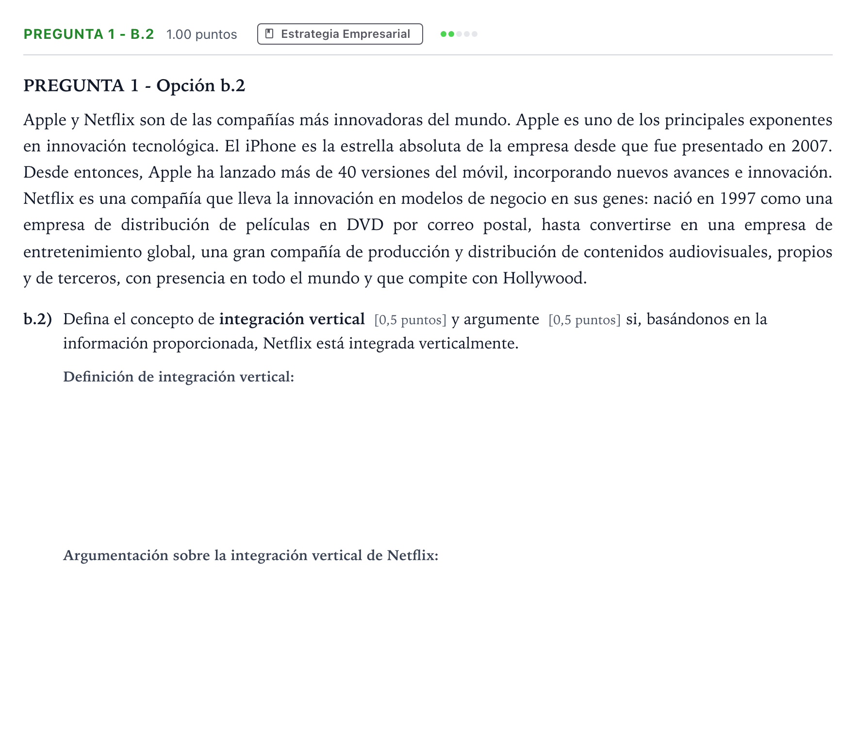 Enunciado: Pregunta 1 - b.2 · Empresa y Diseño de Modelos de Negocio PAU Madrid Extraordinaria 2025