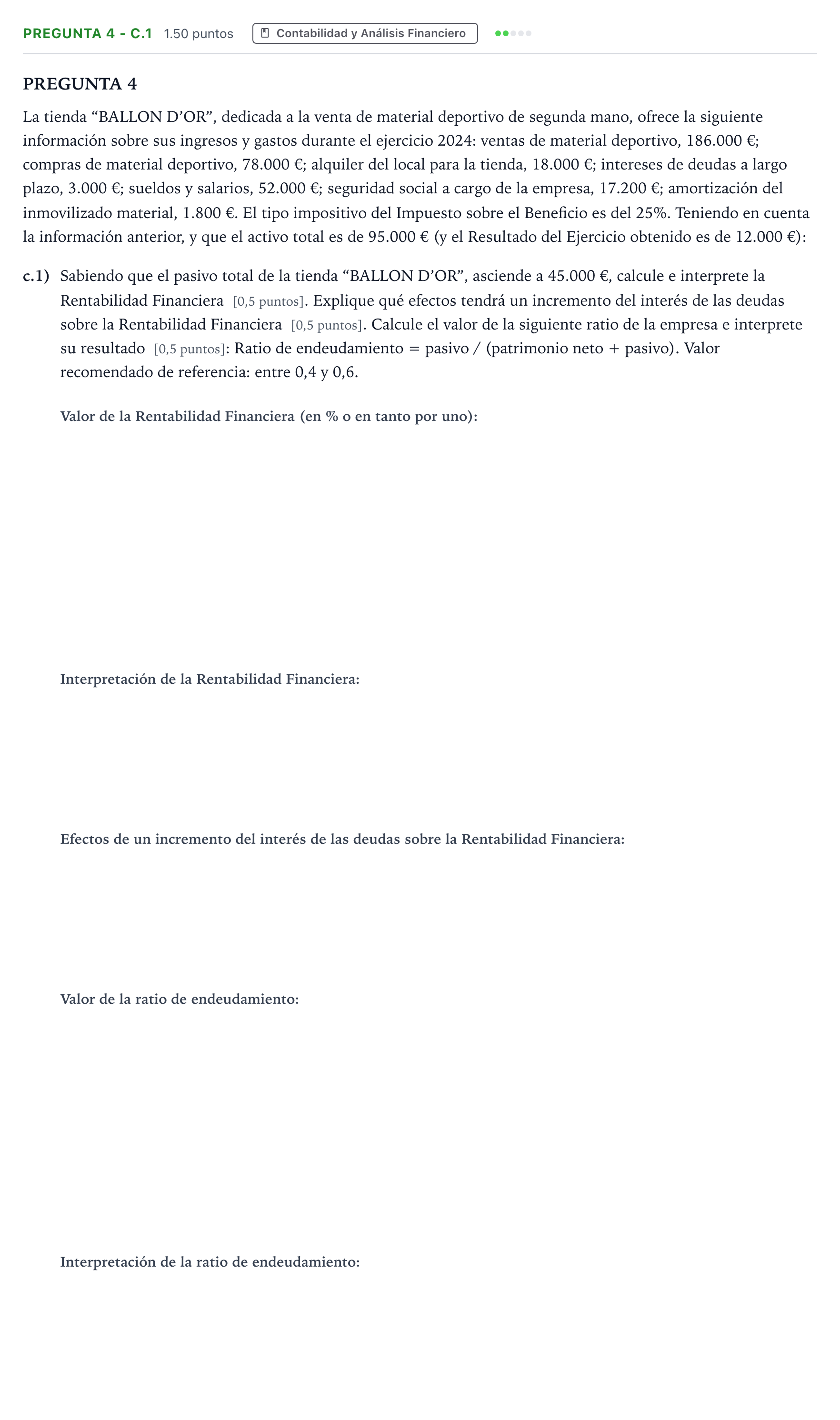 Enunciado: Pregunta 4 - c.1 · Empresa y Diseño de Modelos de Negocio PAU Madrid Extraordinaria 2025