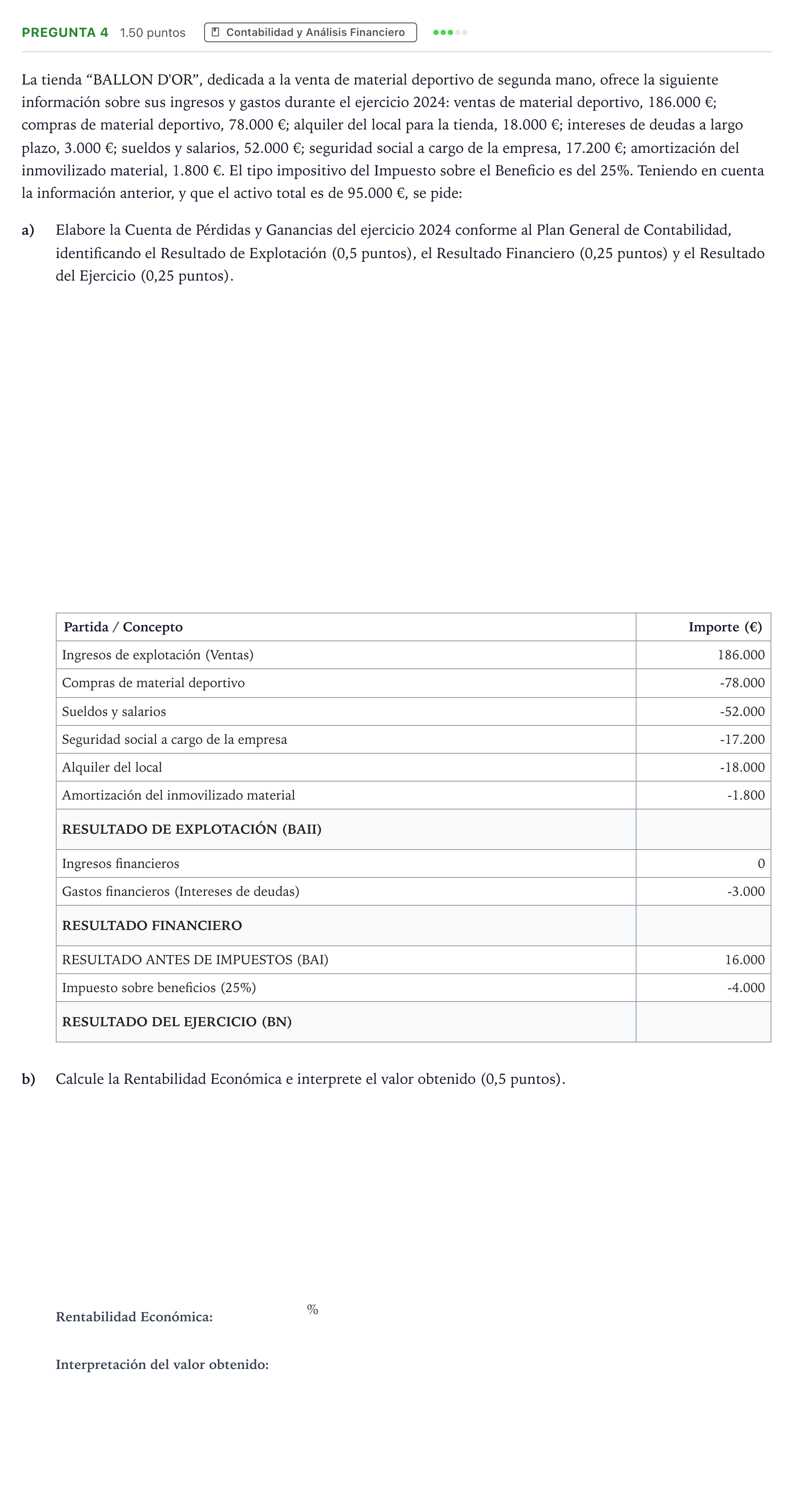Enunciado: Pregunta 4 · Empresa y Diseño de Modelos de Negocio PAU Madrid Extraordinaria 2025