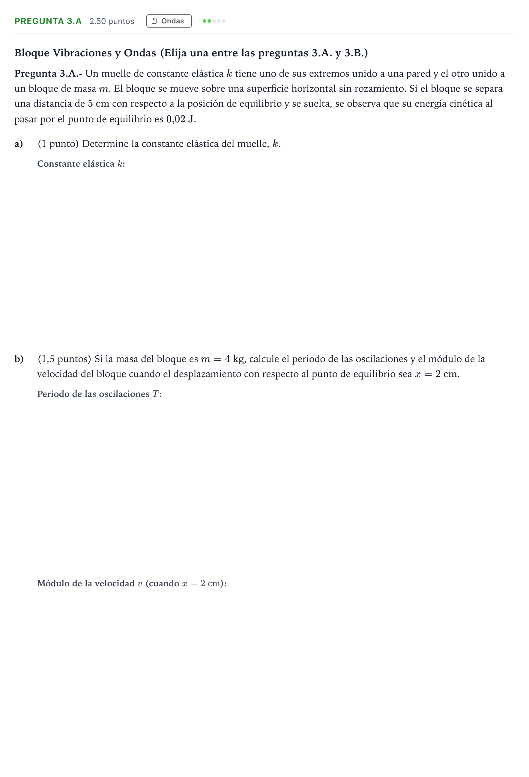 Enunciado: Pregunta 3.A · Física PAU Madrid Extraordinaria 2025
