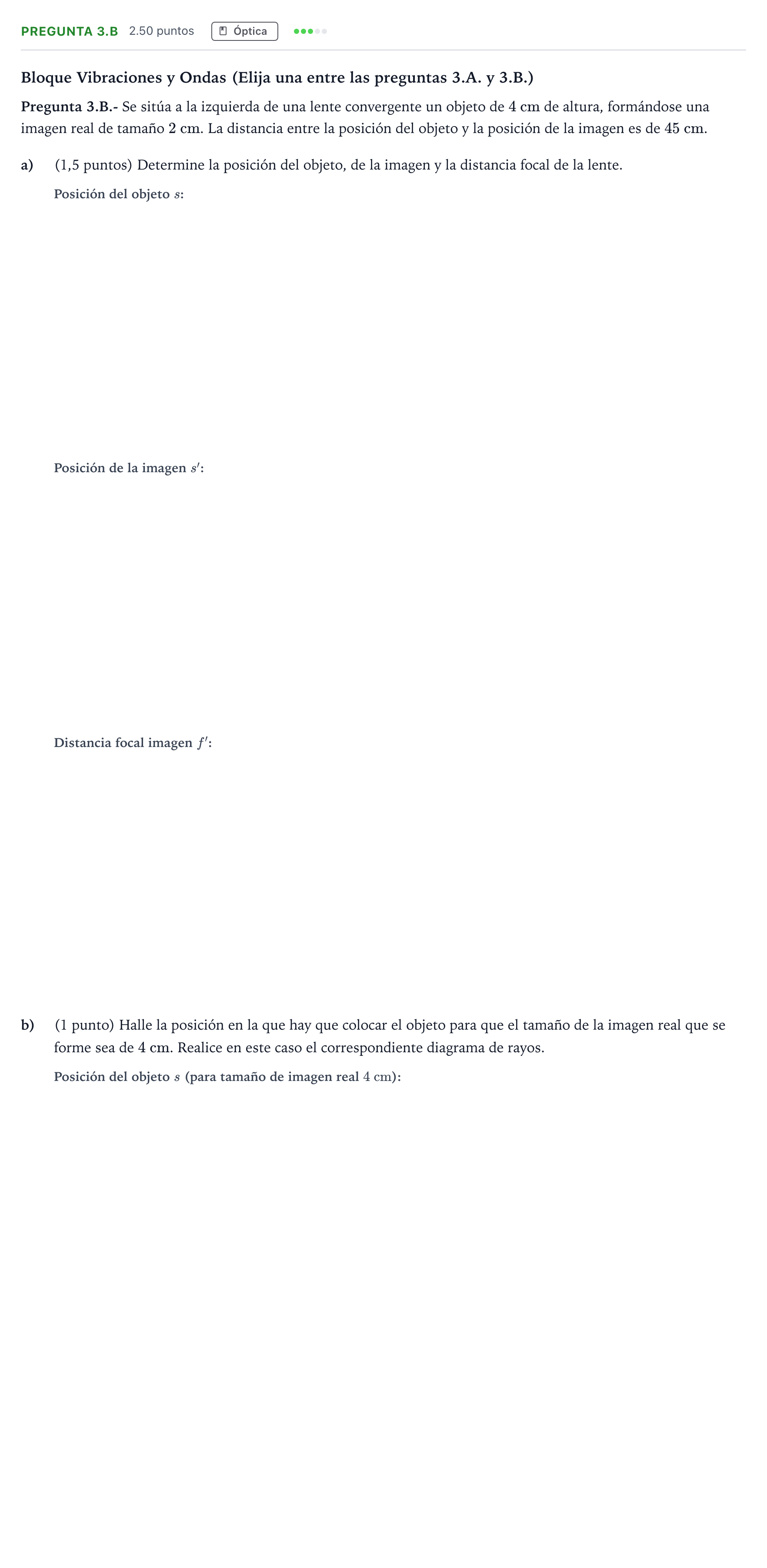 Enunciado: Pregunta 3.B · Física PAU Madrid Extraordinaria 2025