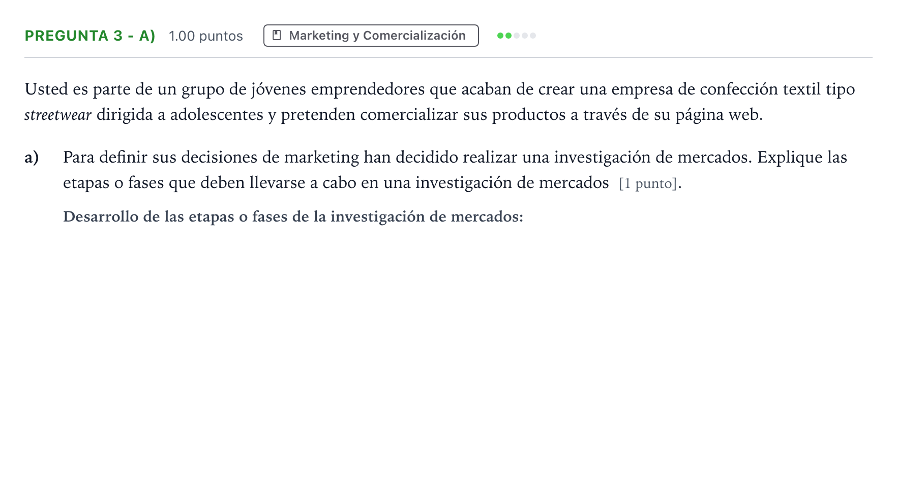 Enunciado: Pregunta 3 - a) · Empresa y Diseño de Modelos de Negocio PAU Madrid Ordinaria Coincidencias 2025