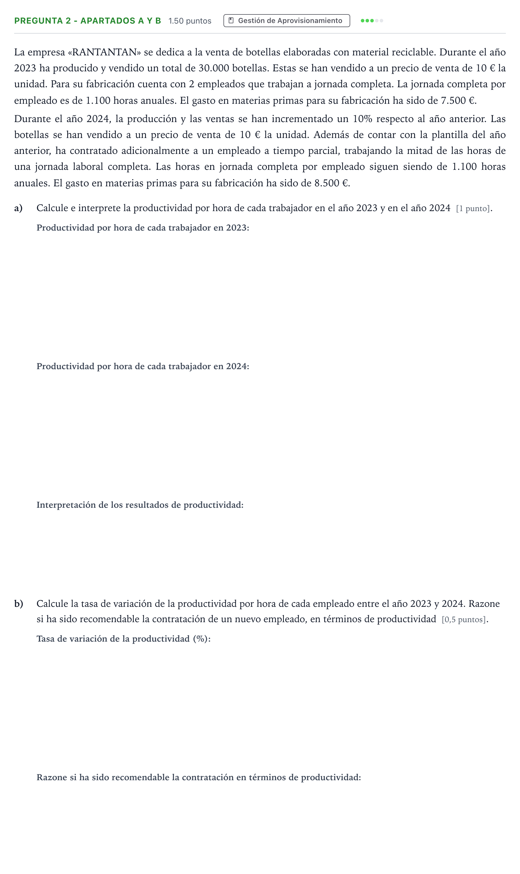 Enunciado: Pregunta 2 - Apartados a y b · Empresa y Diseño de Modelos de Negocio PAU Madrid Extraordinaria Coincidencias 2025
