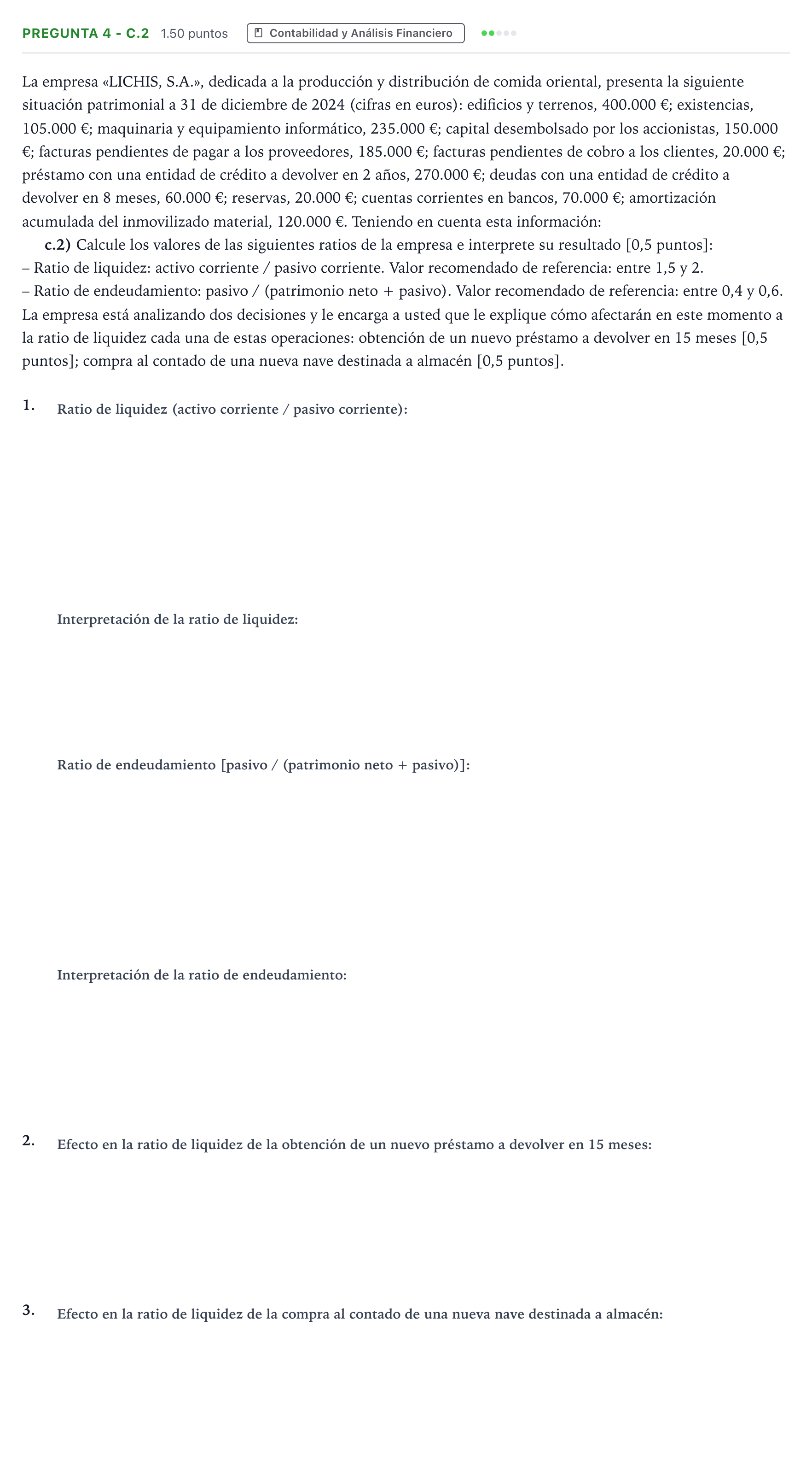 Enunciado: Pregunta 4 - c.2 · Empresa y Diseño de Modelos de Negocio PAU Madrid Extraordinaria Coincidencias 2025