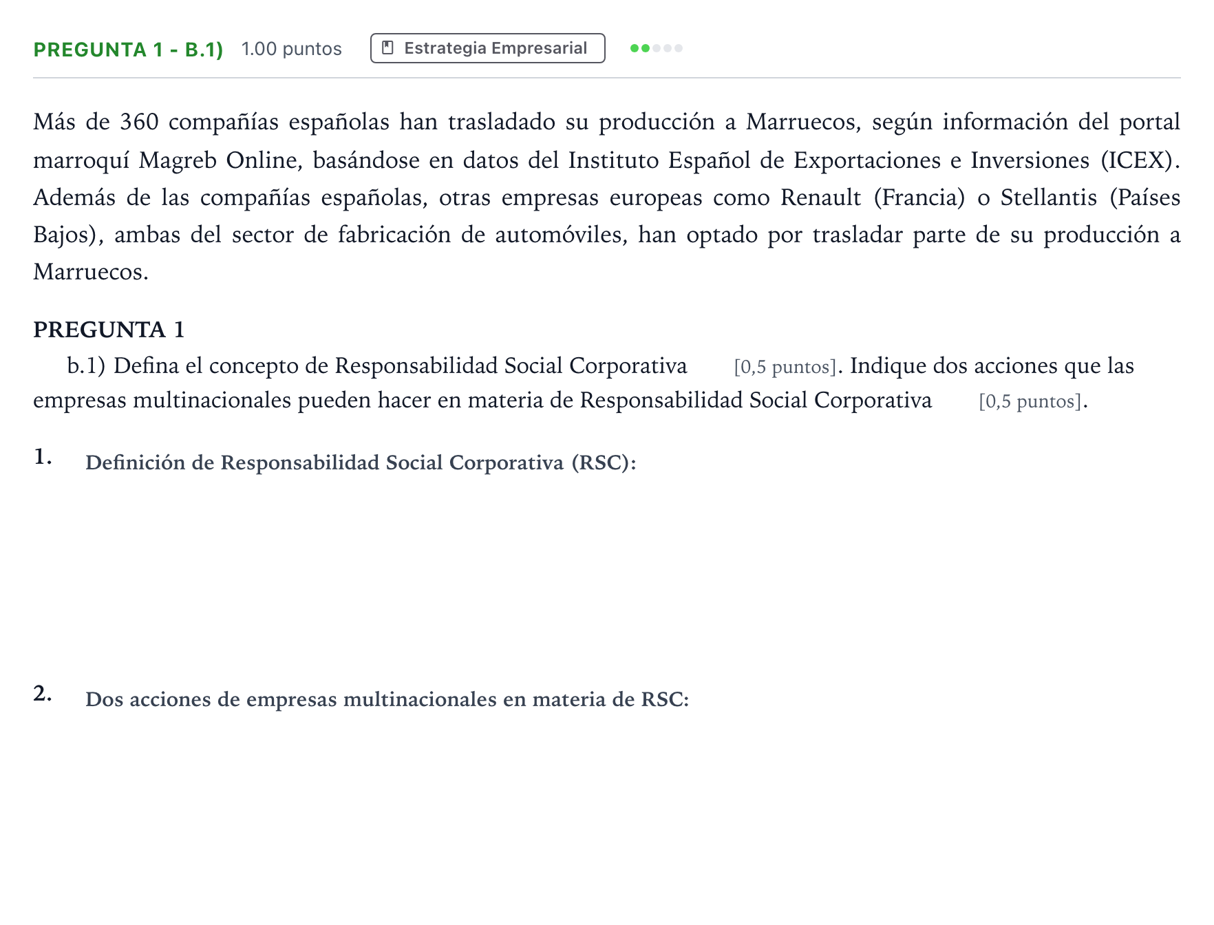 Enunciado: Pregunta 1 - b.1) · Empresa y Diseño de Modelos de Negocio PAU Madrid Ordinaria 2025