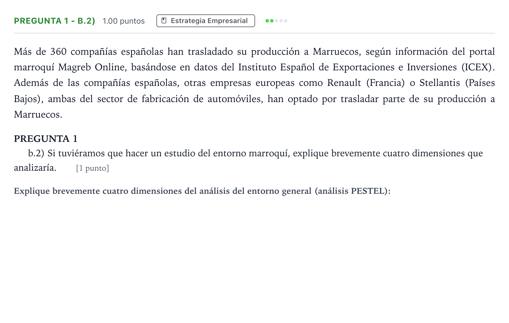 Enunciado: Pregunta 1 - b.2) · Empresa y Diseño de Modelos de Negocio PAU Madrid Ordinaria 2025