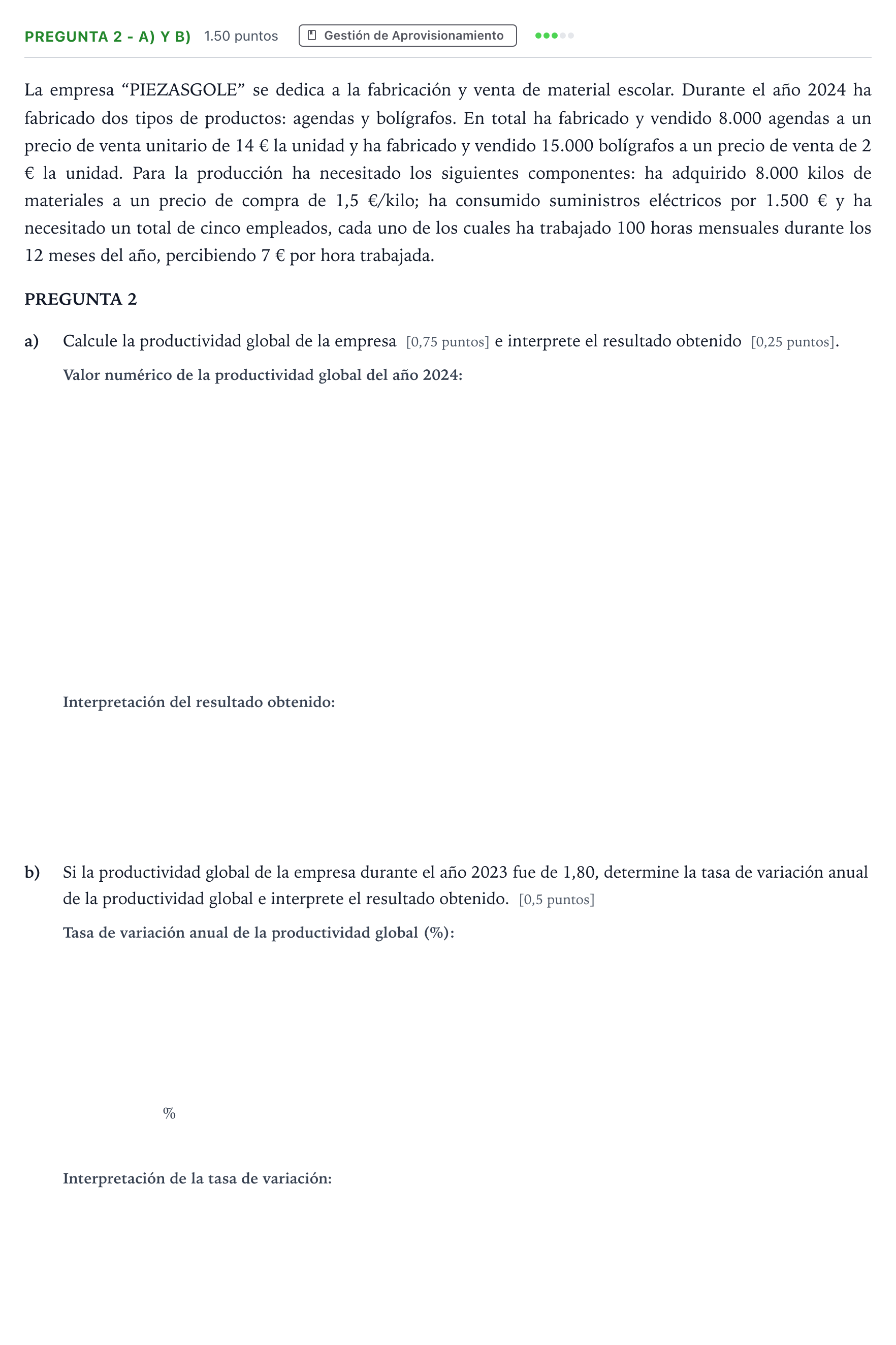 Enunciado: Pregunta 2 - a) y b) · Empresa y Diseño de Modelos de Negocio PAU Madrid Ordinaria 2025