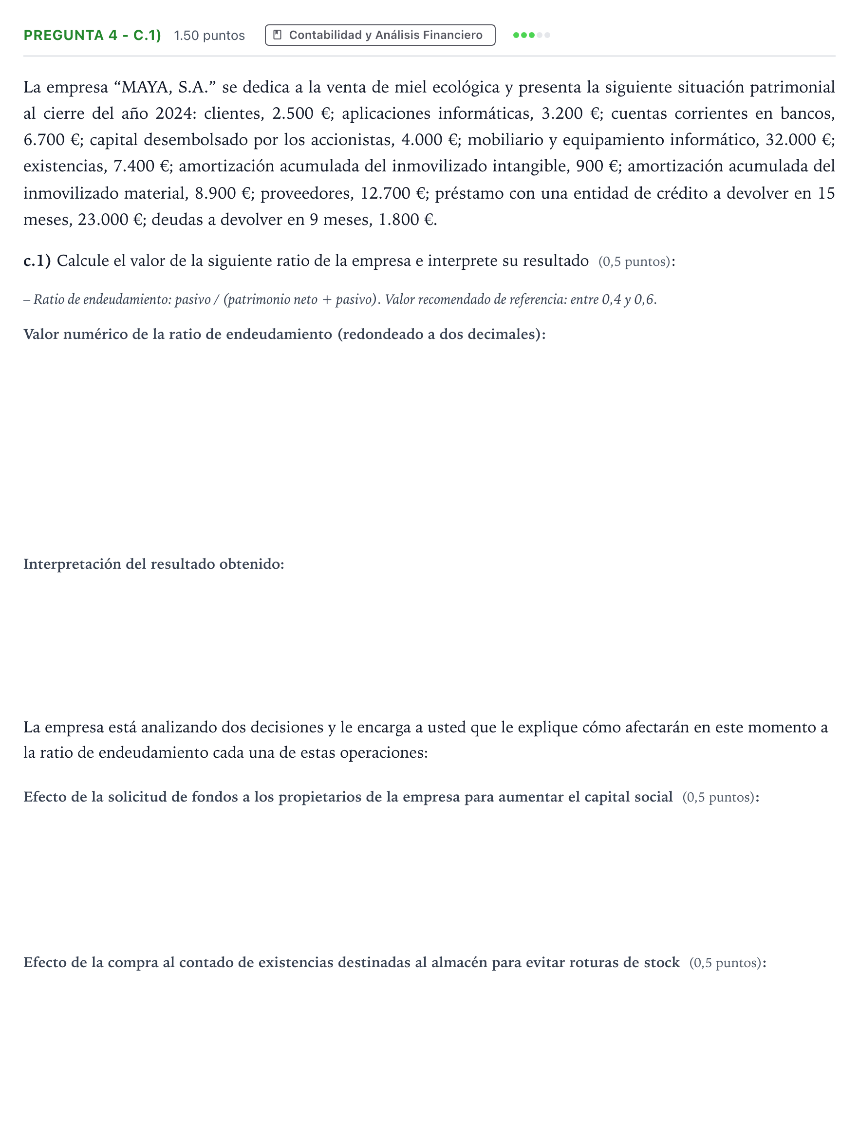 Enunciado: Pregunta 4 - c.1) · Empresa y Diseño de Modelos de Negocio PAU Madrid Ordinaria 2025