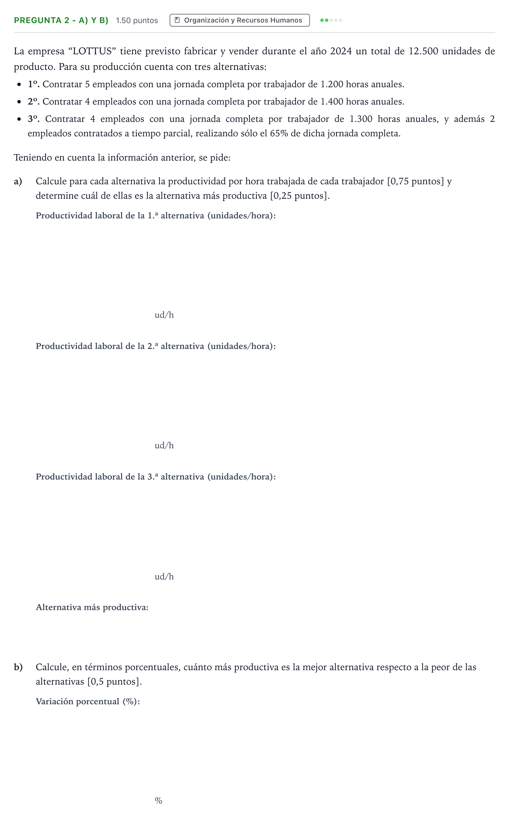 Enunciado: Pregunta 2 - a) y b) · Empresa y Diseño de Modelos de Negocio PAU Madrid Modelo 2025