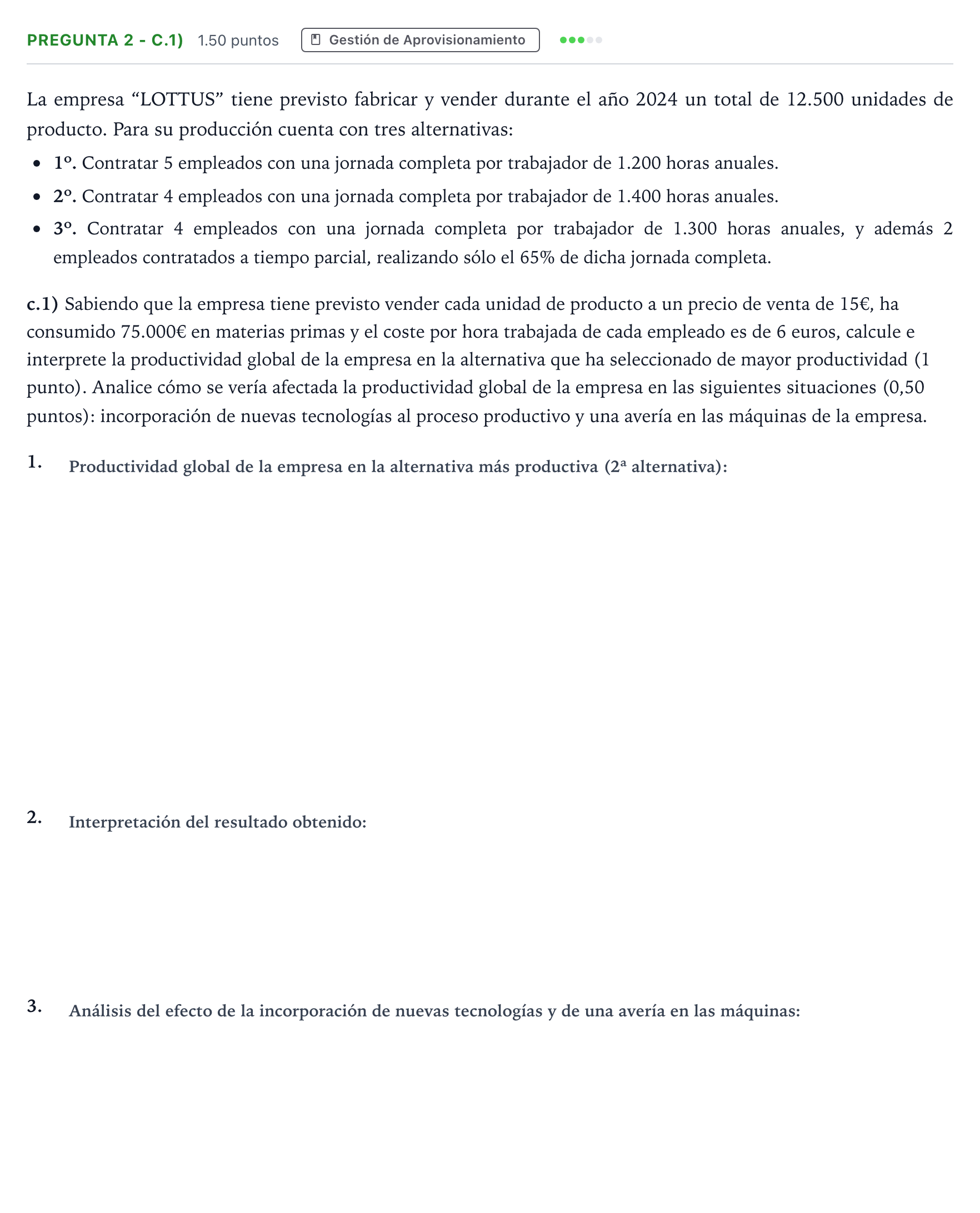 Enunciado: Pregunta 2 - c.1) · Empresa y Diseño de Modelos de Negocio PAU Madrid Modelo 2025