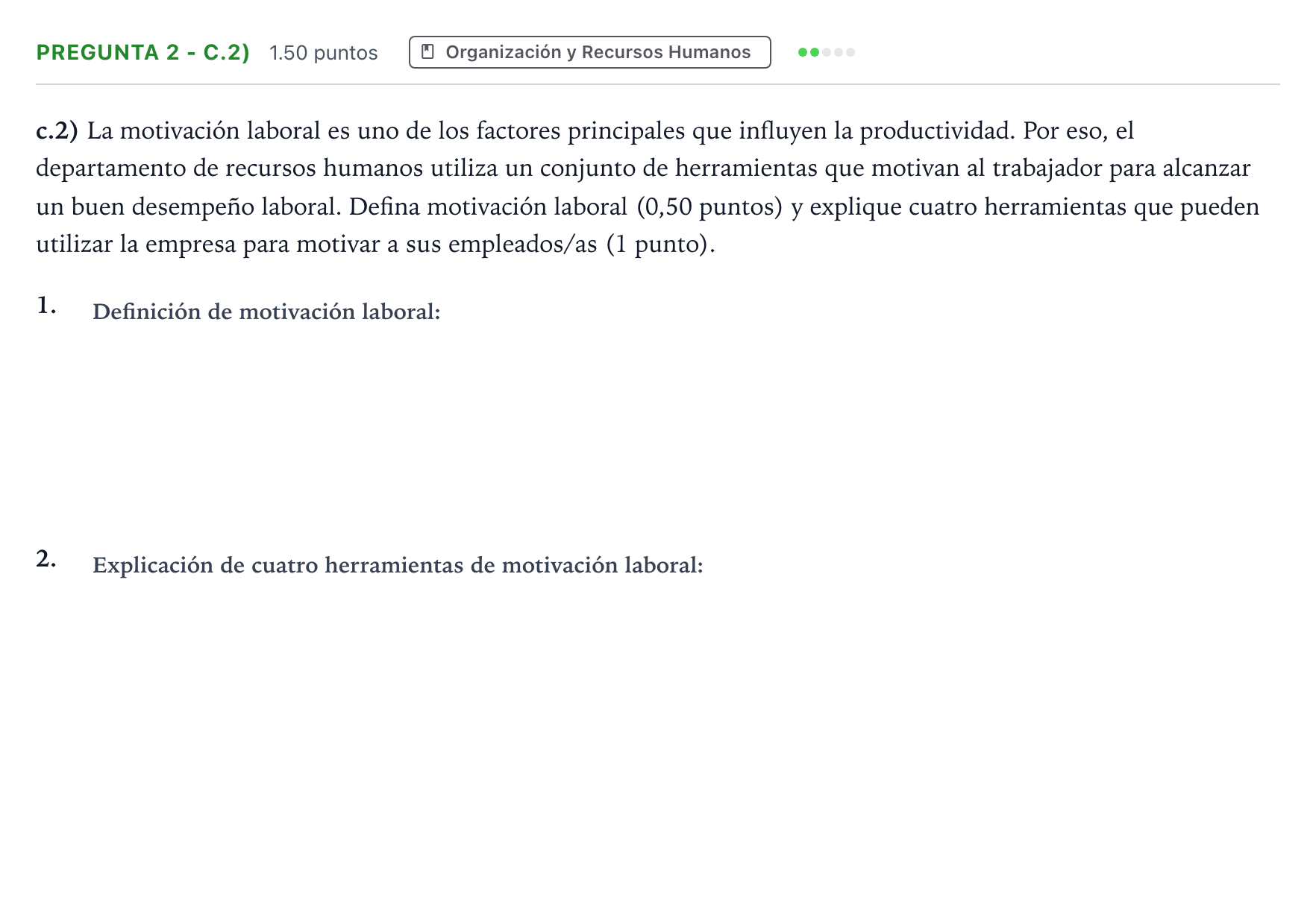 Enunciado: Pregunta 2 - c.2) · Empresa y Diseño de Modelos de Negocio PAU Madrid Modelo 2025