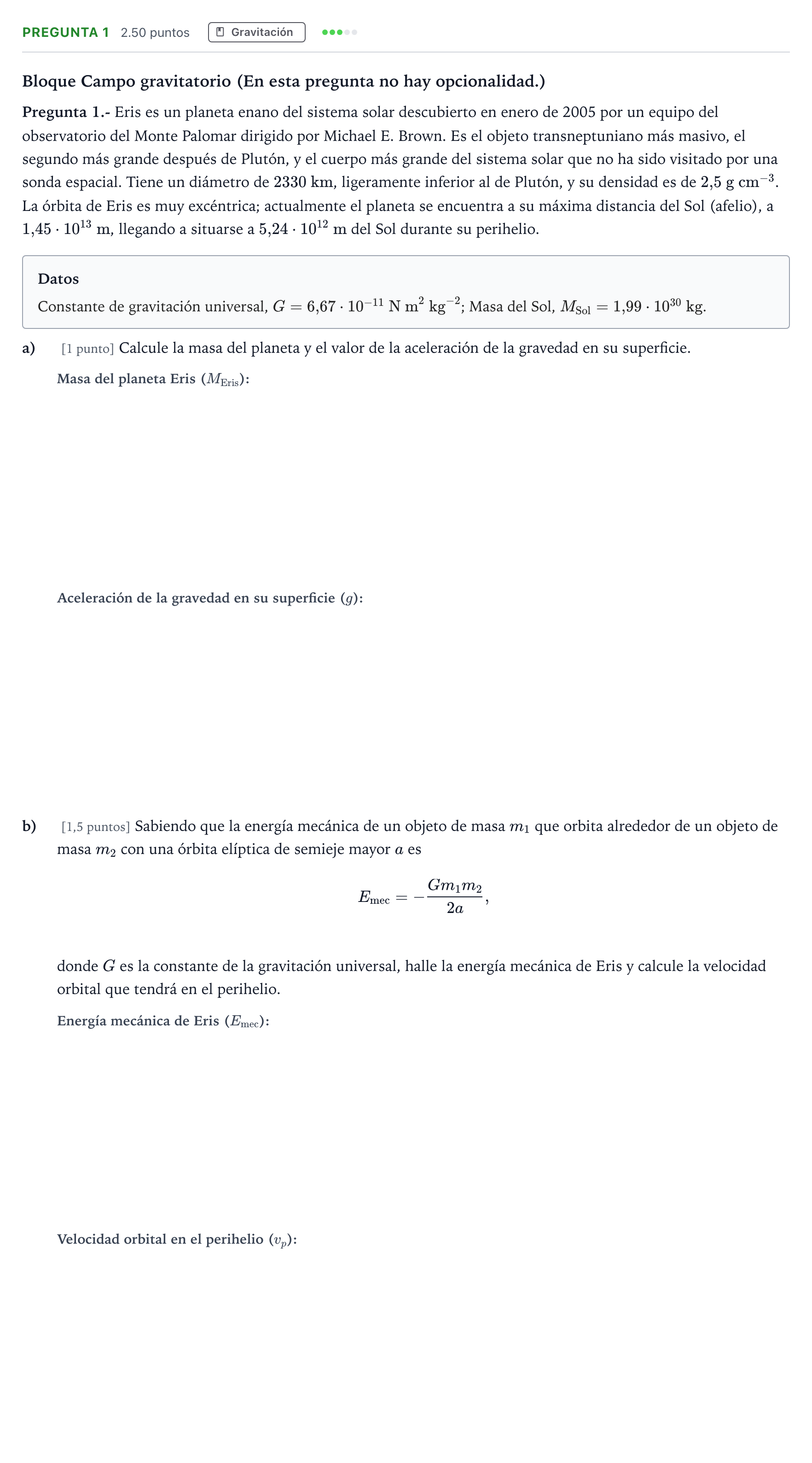 Enunciado: Pregunta 1 · Física PAU Madrid Ordinaria 2025