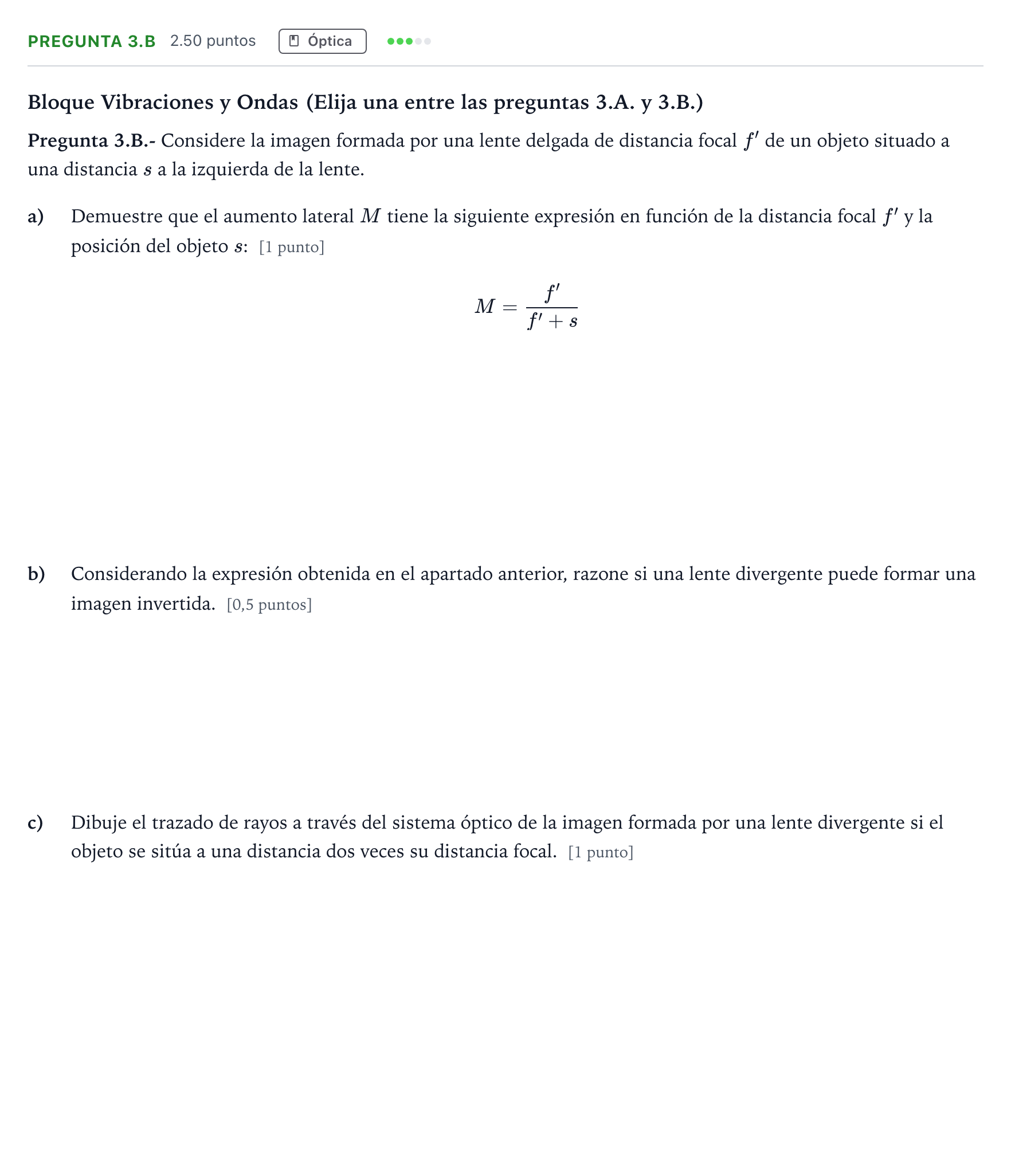 Enunciado: Pregunta 3.B · Física PAU Madrid Ordinaria 2025