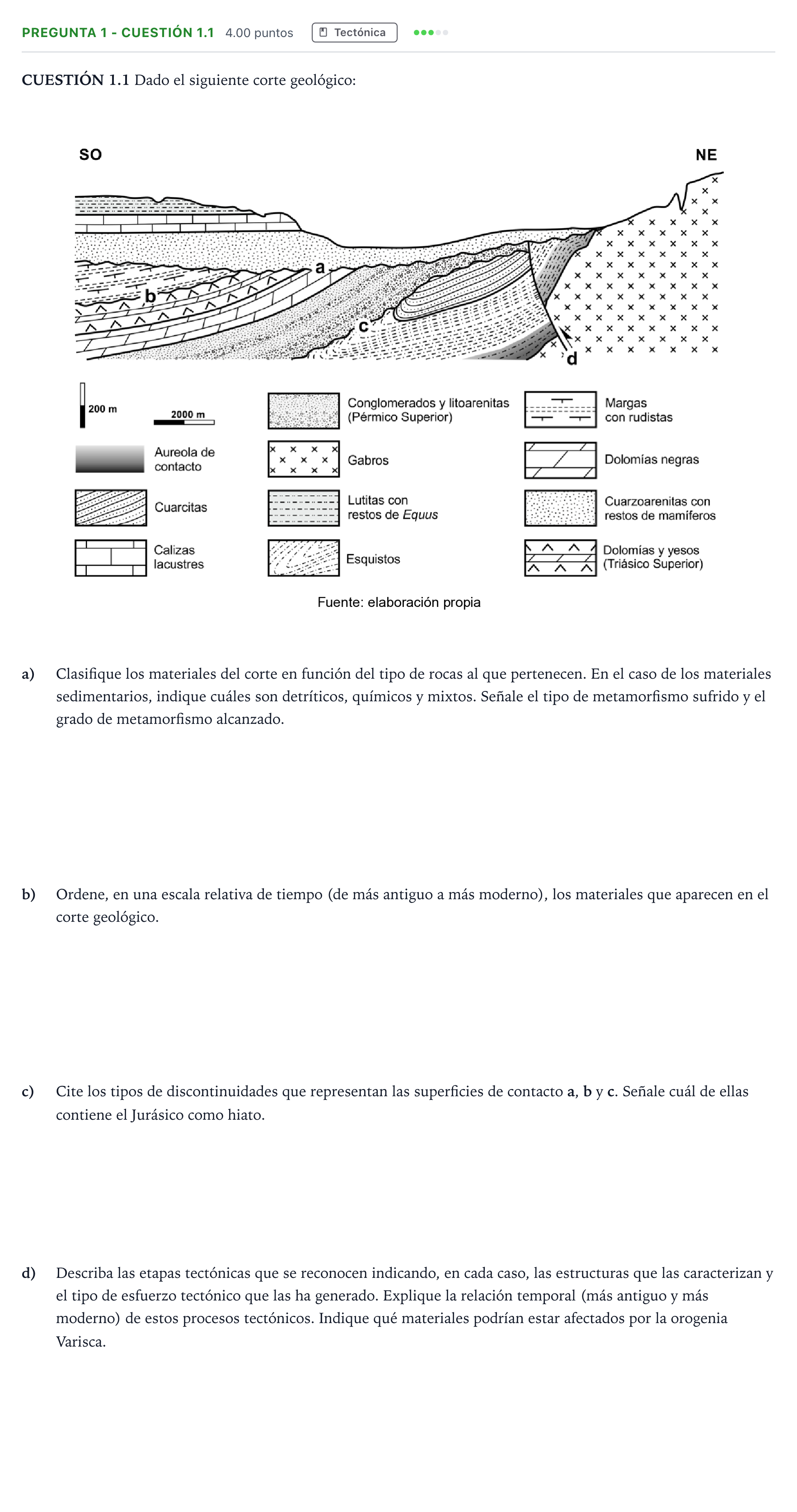 Enunciado: Pregunta 1 - Cuestión 1.1 · Geología PAU Madrid Extraordinaria 2025