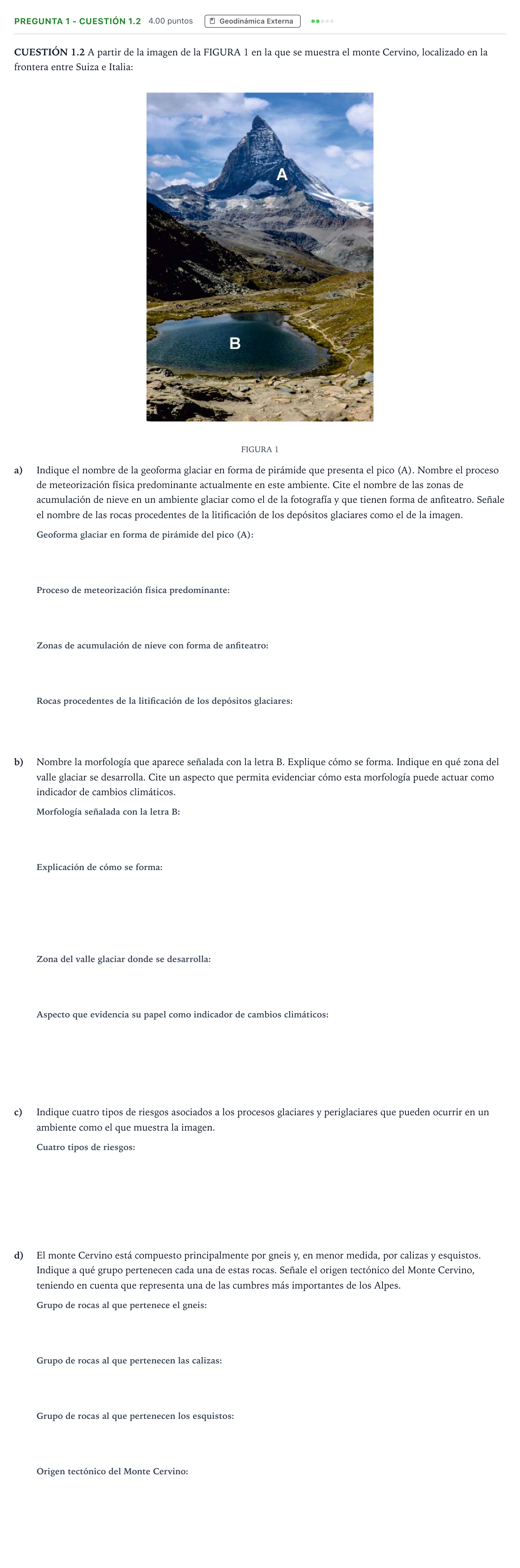 Enunciado: Pregunta 1 - Cuestión 1.2 · Geología PAU Madrid Extraordinaria 2025