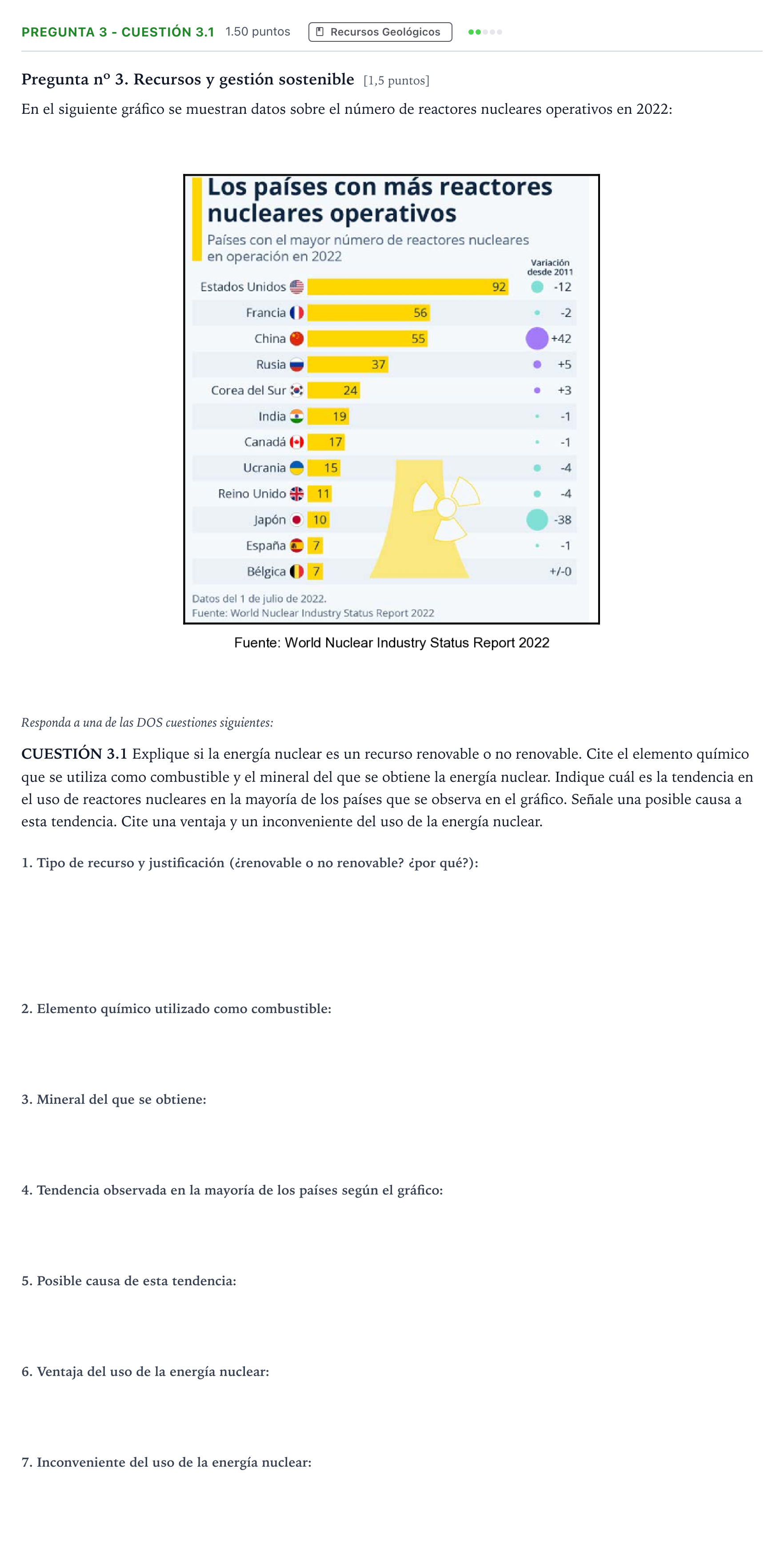 Enunciado: Pregunta 3 - Cuestión 3.1 · Geología PAU Madrid Extraordinaria 2025