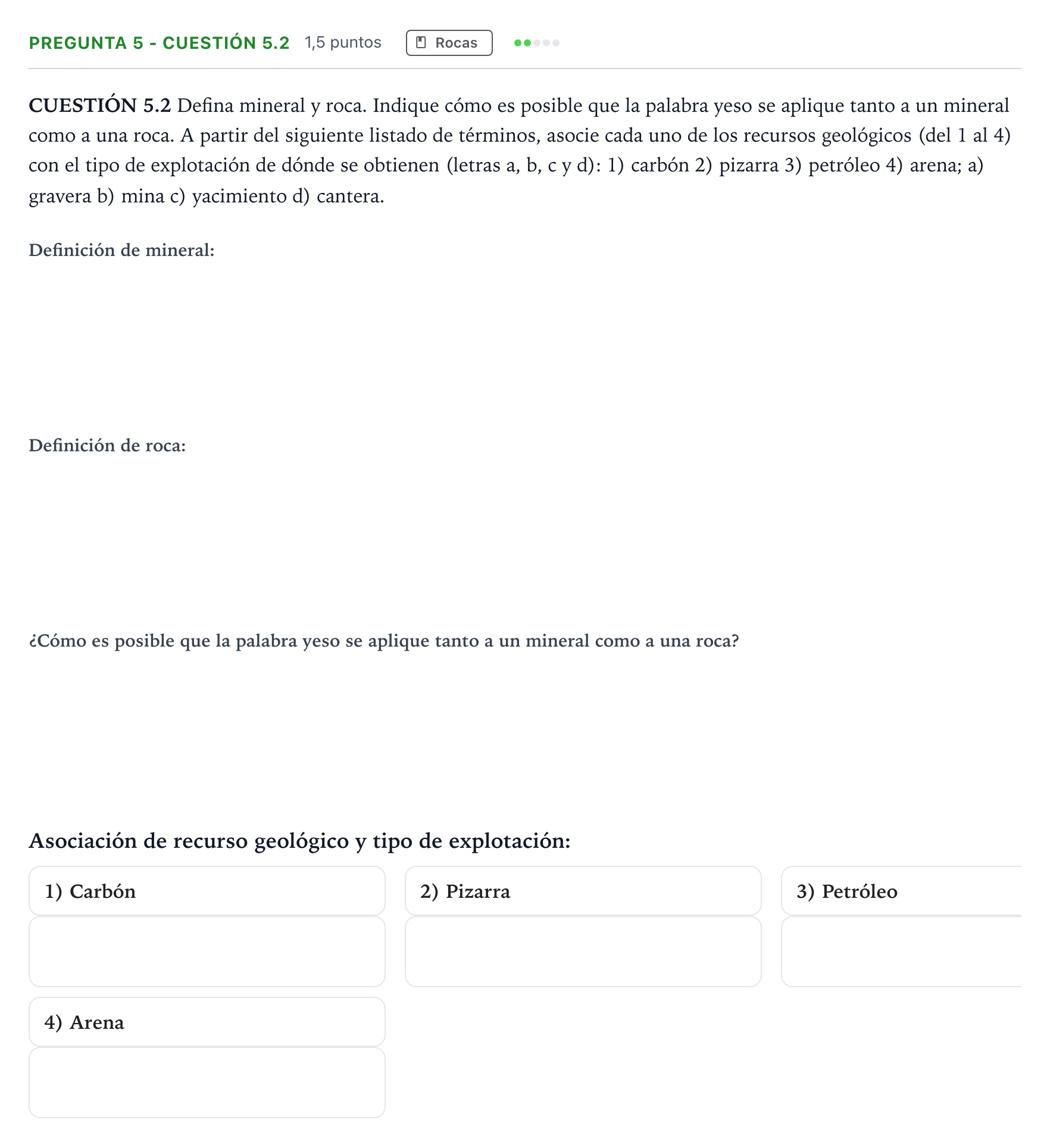Enunciado: Pregunta 5 - Cuestión 5.2 · Geología PAU Madrid Extraordinaria 2025