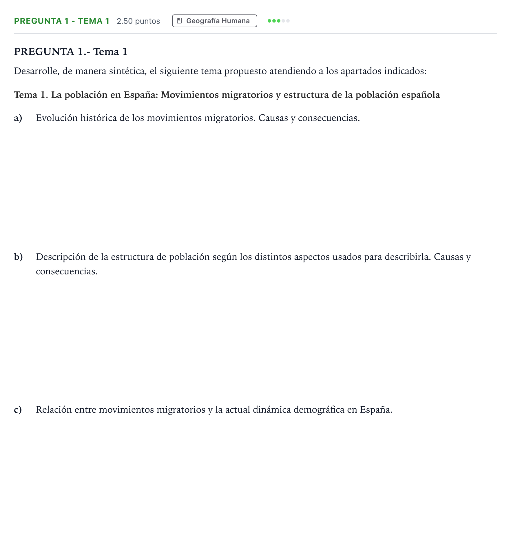Enunciado: Pregunta 1 - Tema 1 · Geografía PAU Madrid Modelo 2025
