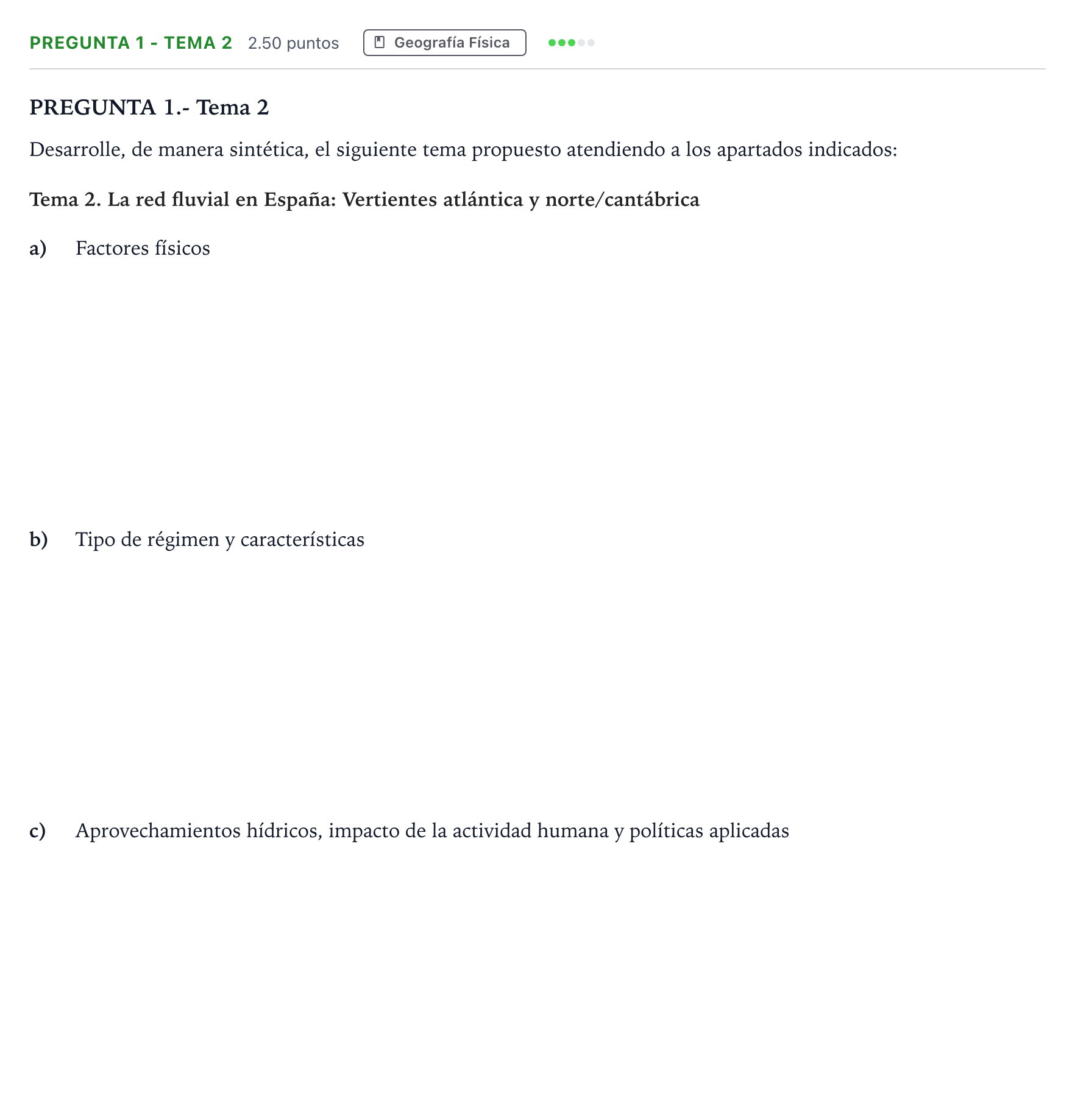 Enunciado: Pregunta 1 - Tema 2 · Geografía PAU Madrid Modelo 2025